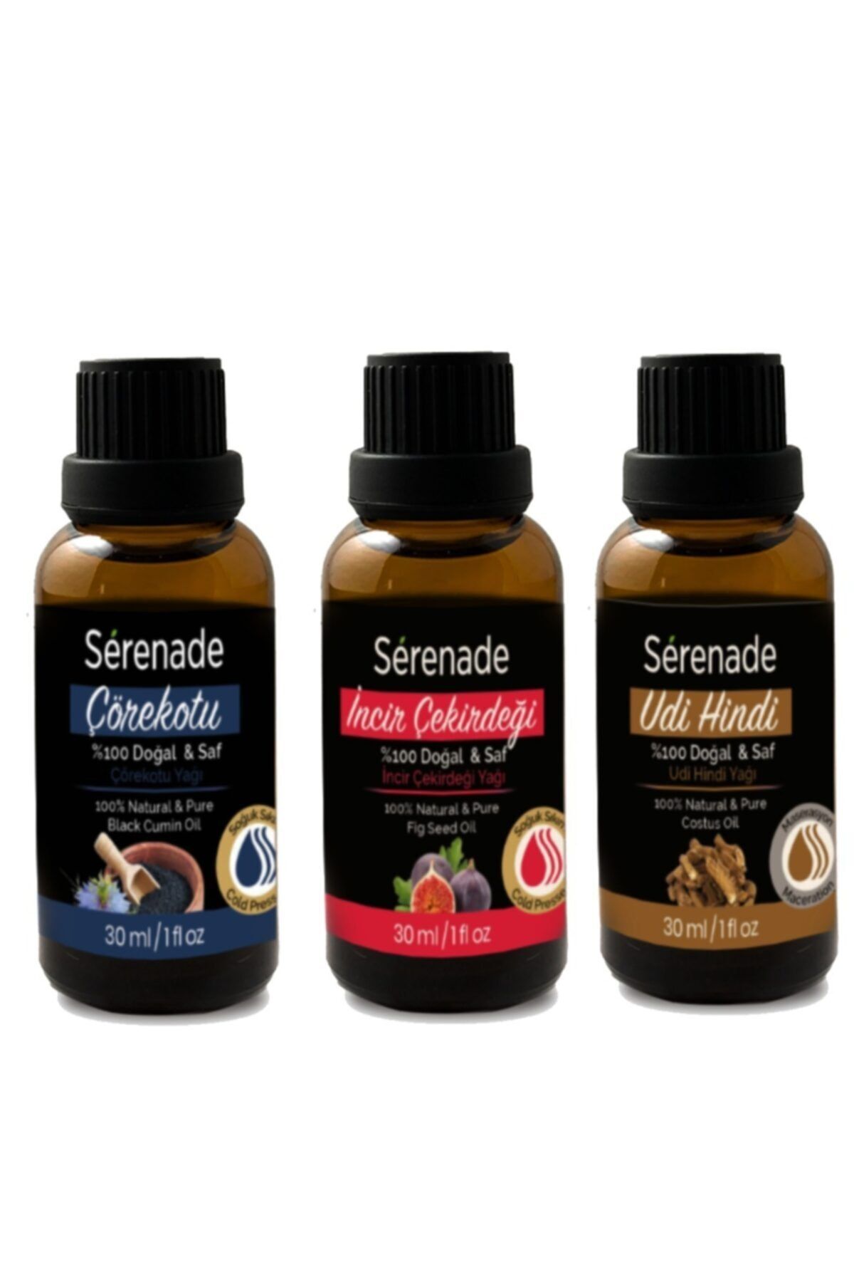 Serenade Bağışıklık Güçlendirici Yağ Incir Çekirdeği-çörekotu-udihindi Yağı 30 Ml 3lü Sabit Yağ Seti
