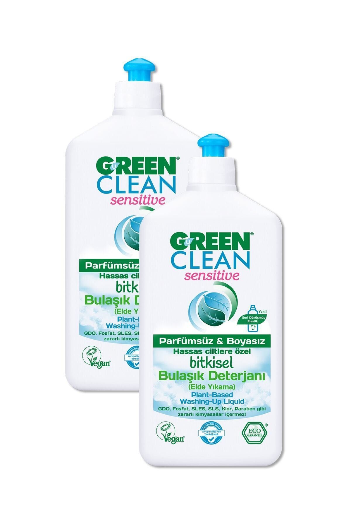 Green Clean Bitkisel Sensitive Bulaşık Deterjanı 500 Ml Hassas Ve Alerjik Ciltlere Özel 2'li