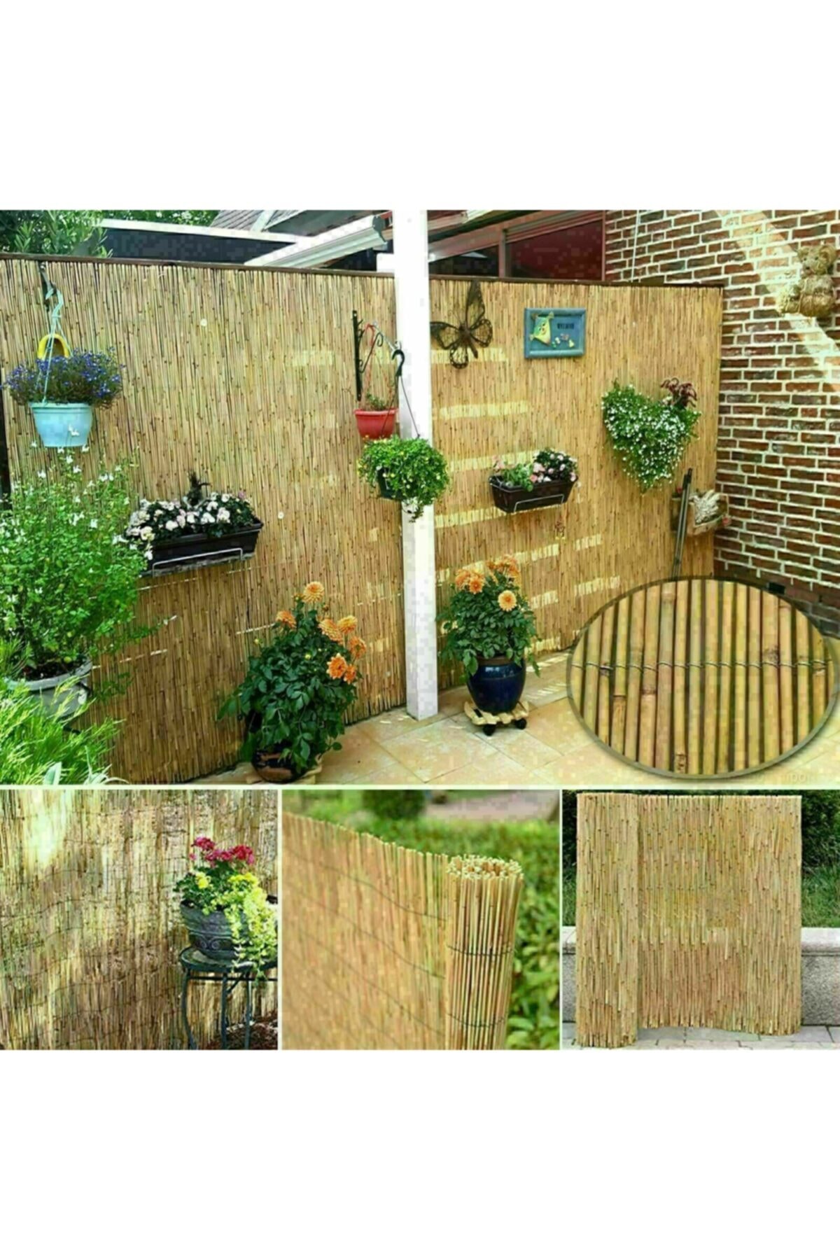 Asenya Bambu Çit Kamış Çit 3 Adet 1,5x4,5 M Eni 1 Metre Uzunluk 4,5 Metre Rulo Bahçe Çiti Hasır Çit