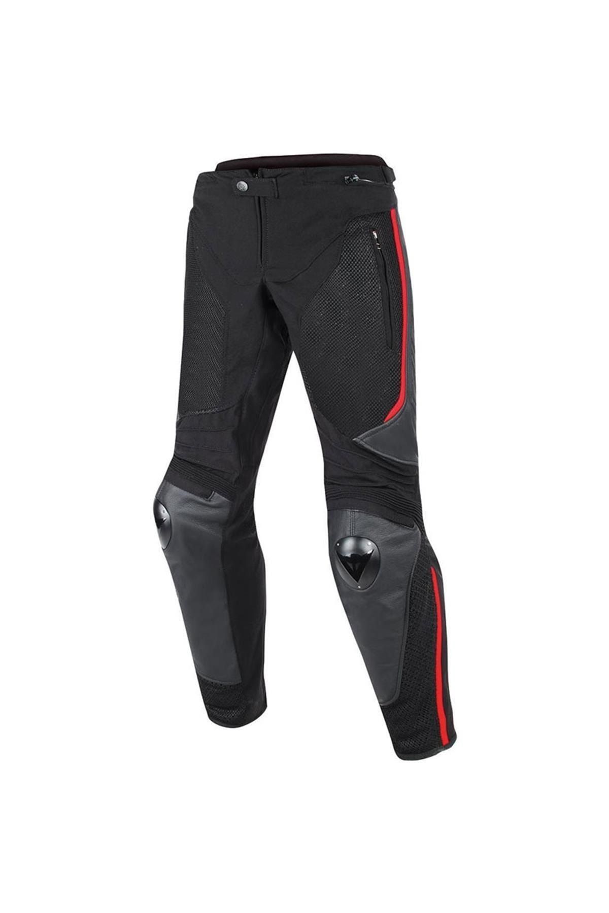 Dainese Unisex Siyah Kırmızı Motosiklet Pantolonu