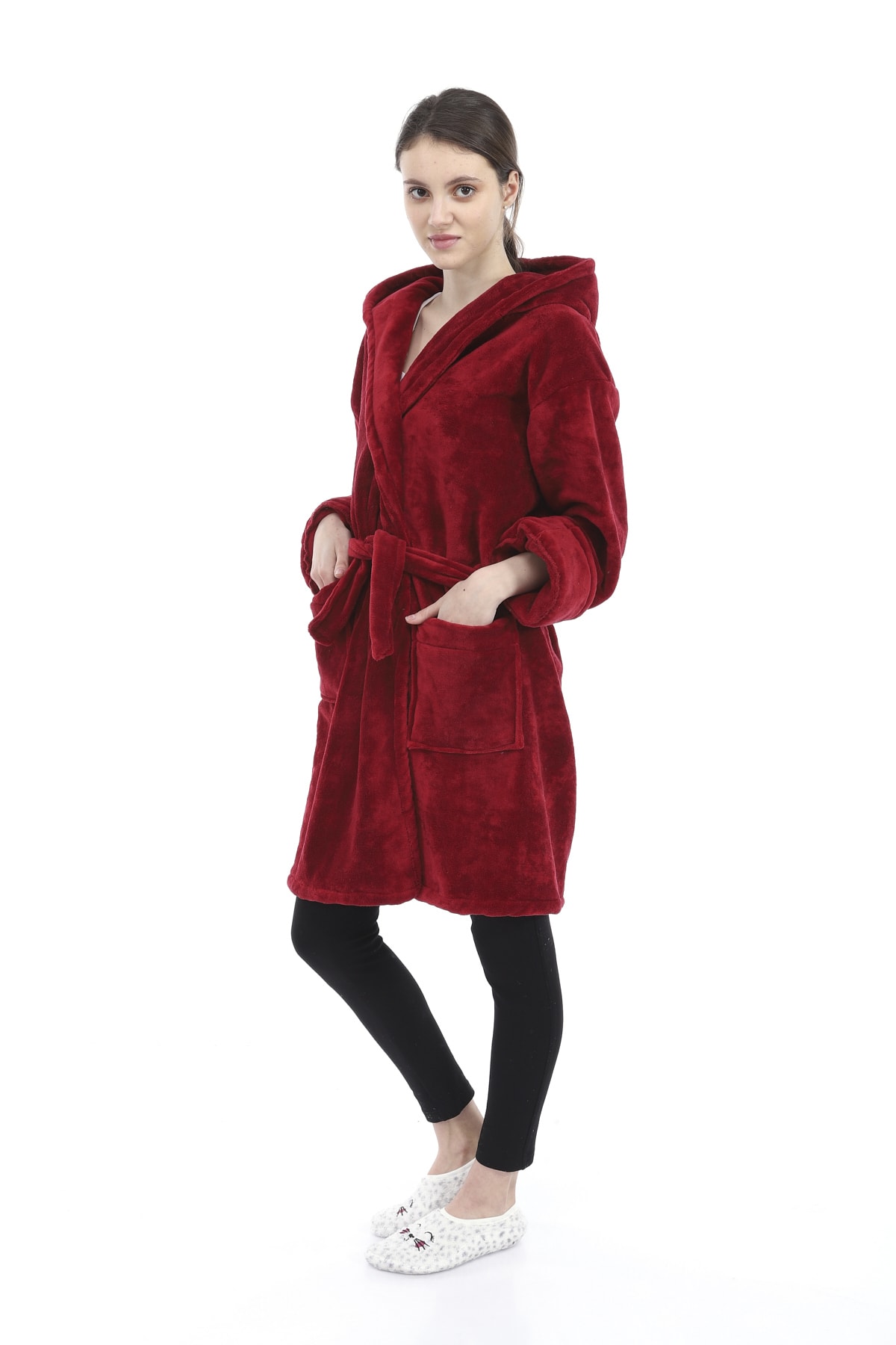 NETY WEAR Nety Bordo Kadın Ultrasoft Sabahlık