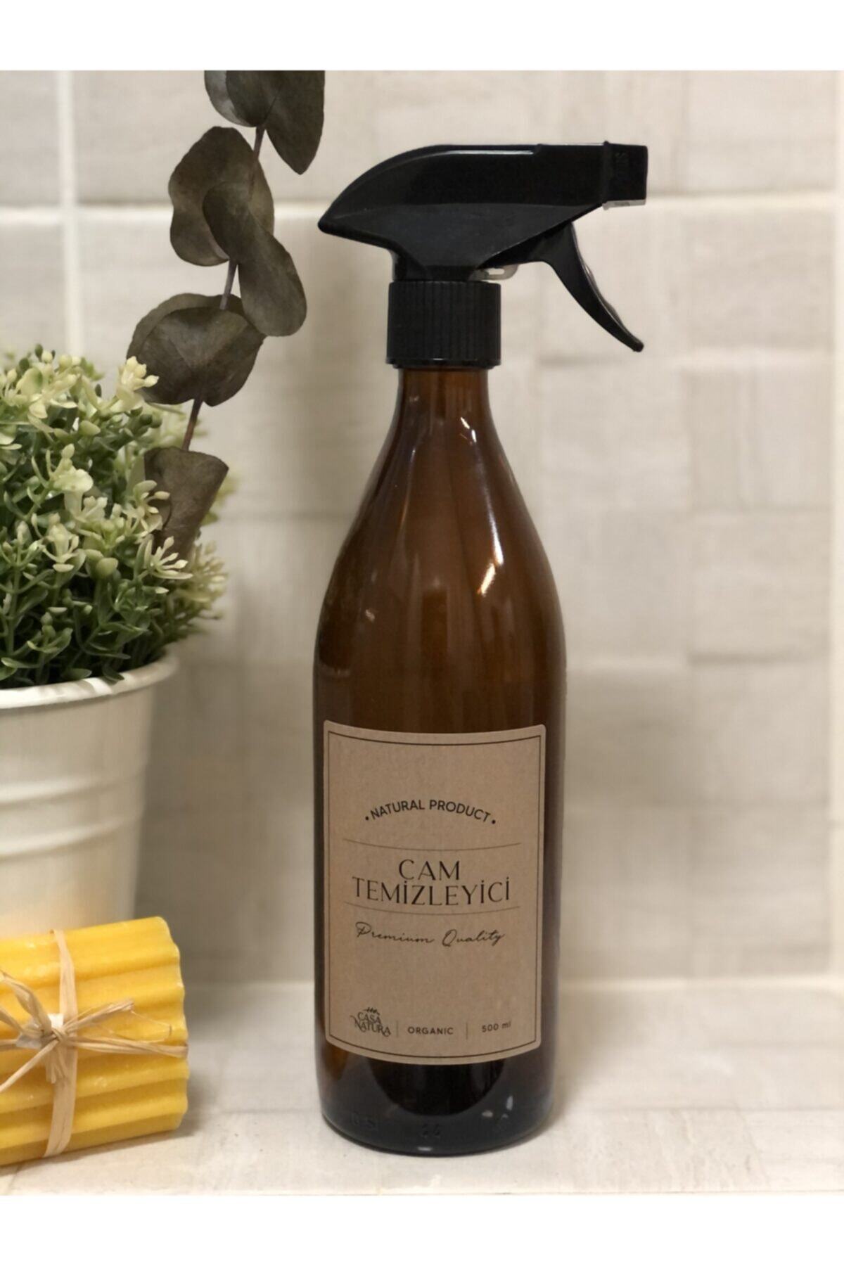 CASANATURA Amber Cam Sprey Şişe 500ml Kraft Etiket Cam Temizleyici