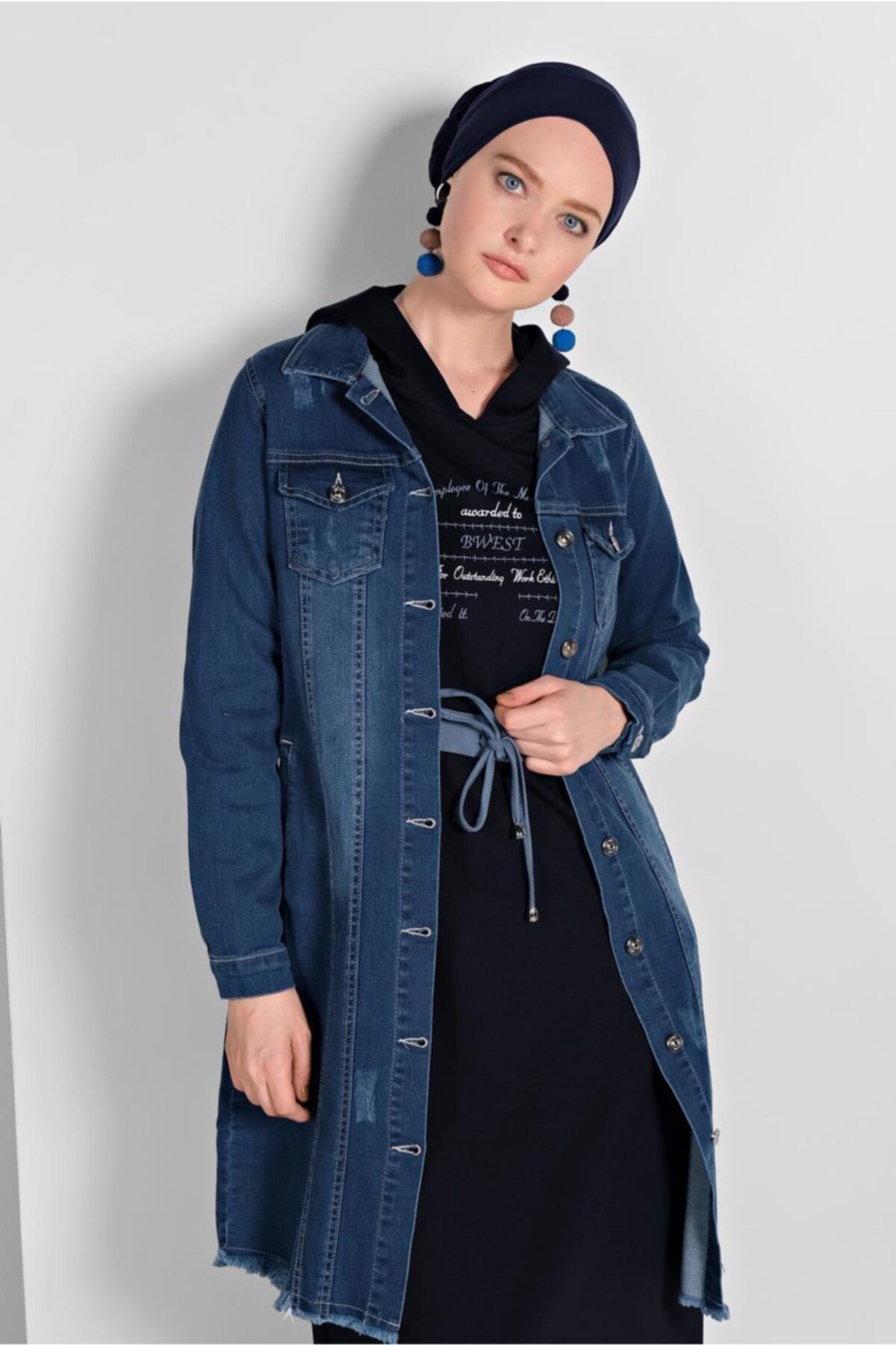 TRENDTESETTÜR Etek Ucu Püsküllü Denim Ceket 6460