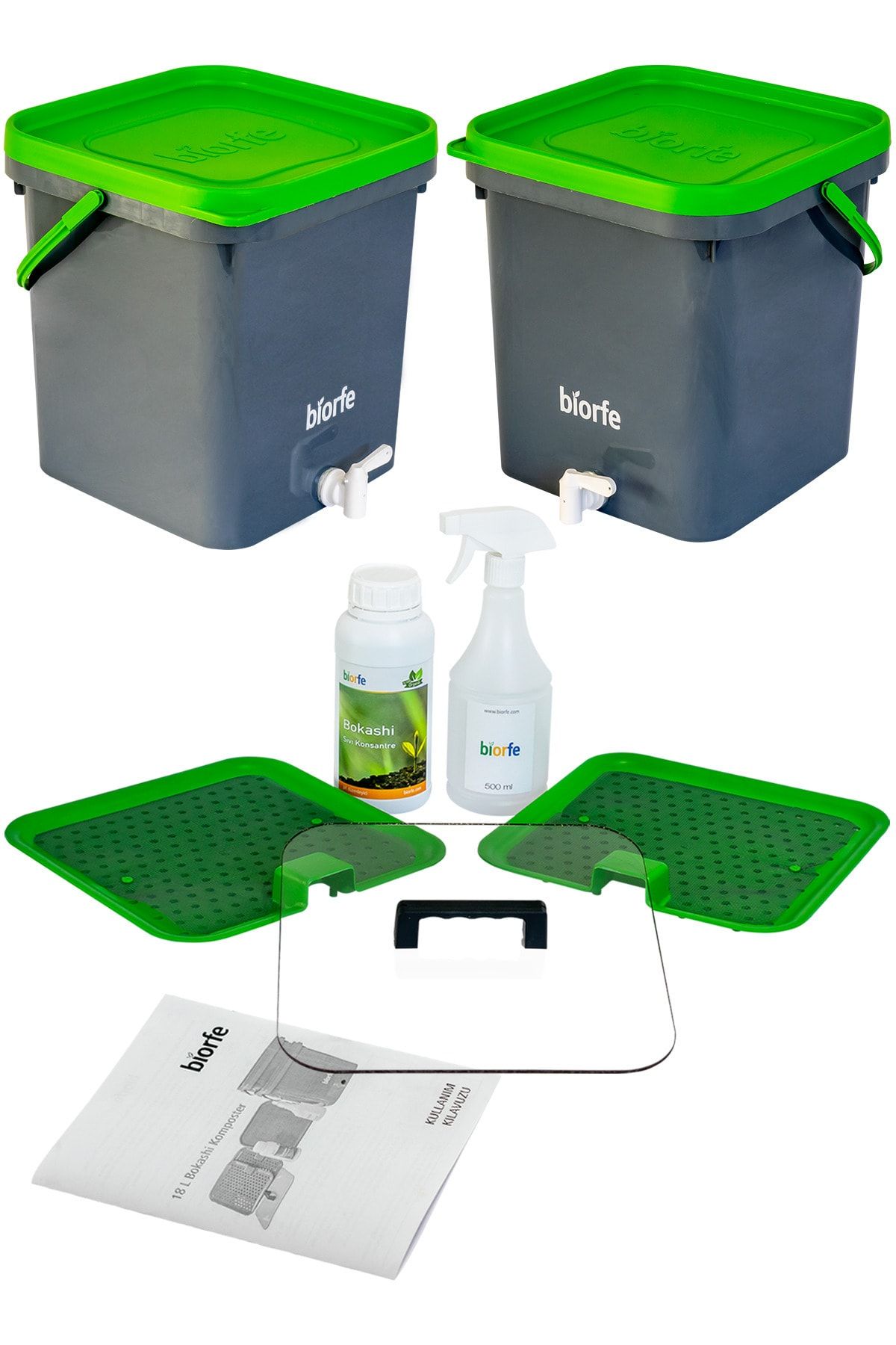 Biorfe Bokashi Kompost Kovası 18 Litre Ikili Set