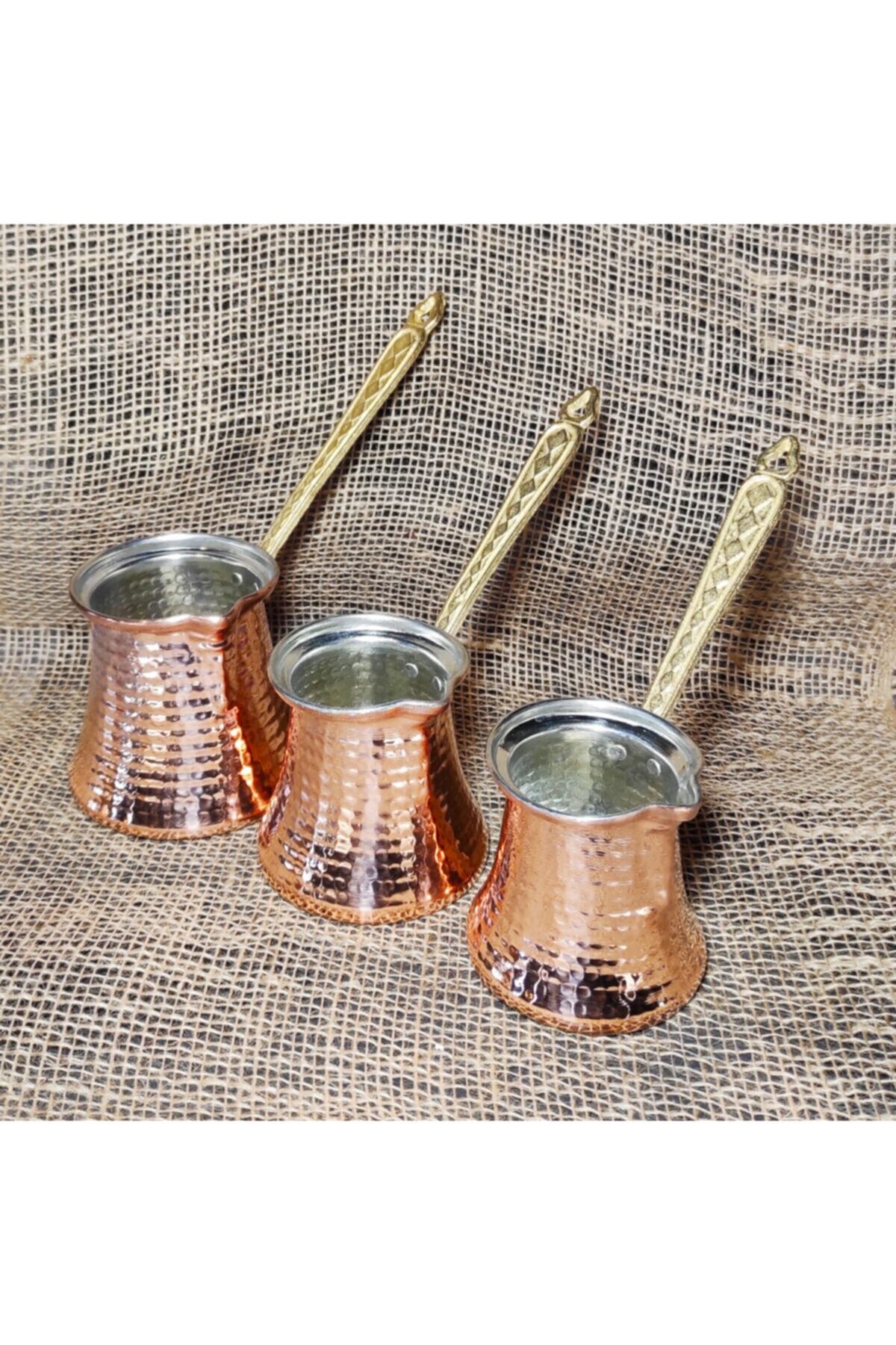 ANTEP BAKKALIM Bakır El Dövmesi 3' Lü Cezve