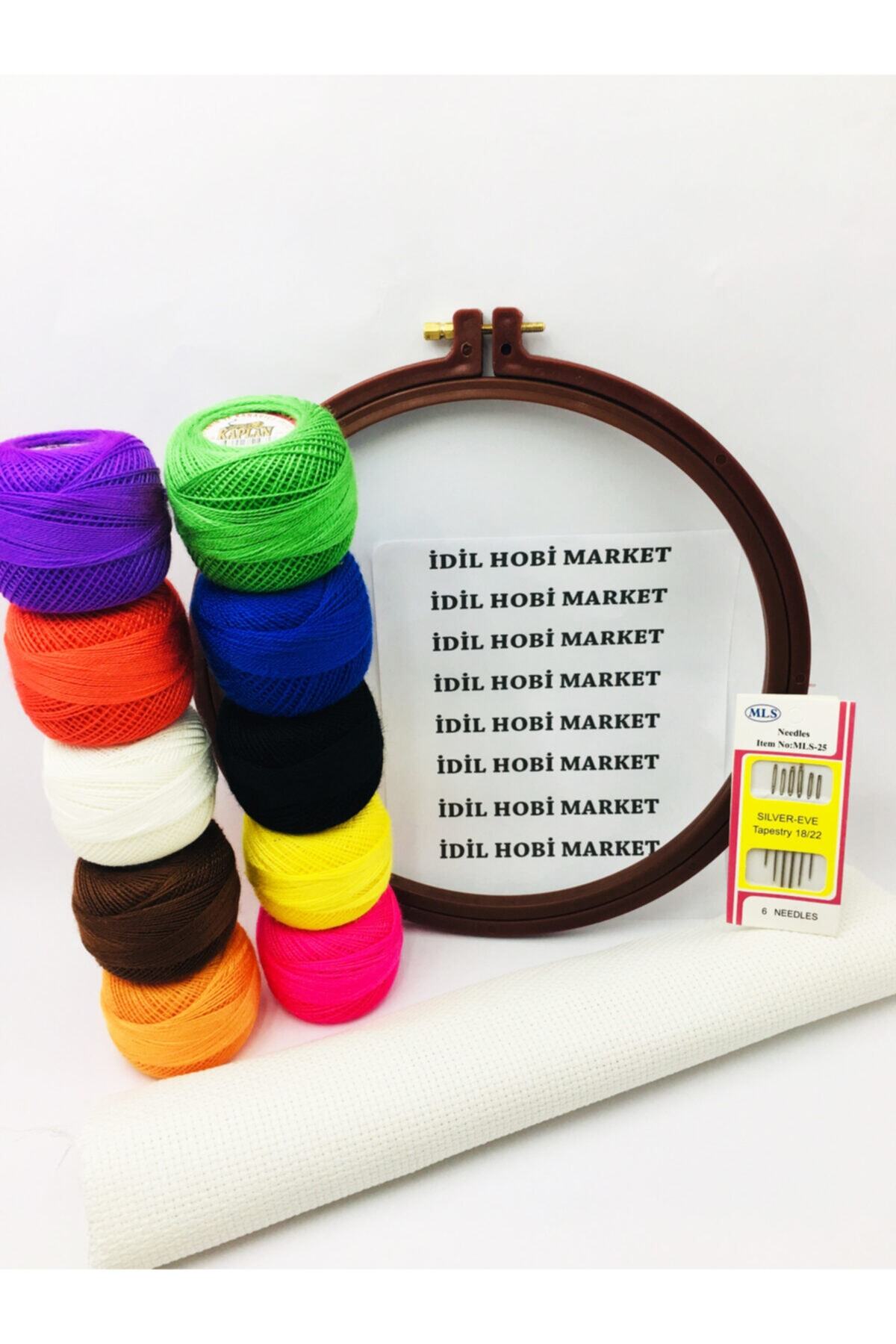 İDİL Kanaviçe Etamin Seti (plastik Kasnak,etamin Ipi, Etamin Kumaşı,etamin Iğnesi)