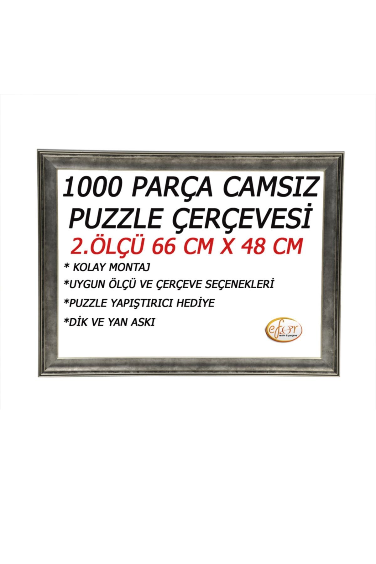 EFOR PUZZLE ÇERÇEVESİ Puzzle Çerçevesi 1000 Parça -camsız - 2.ölçü 66 Cm X 48 Cm - Renk Füme Gümüş -çerçeve 53 Mm