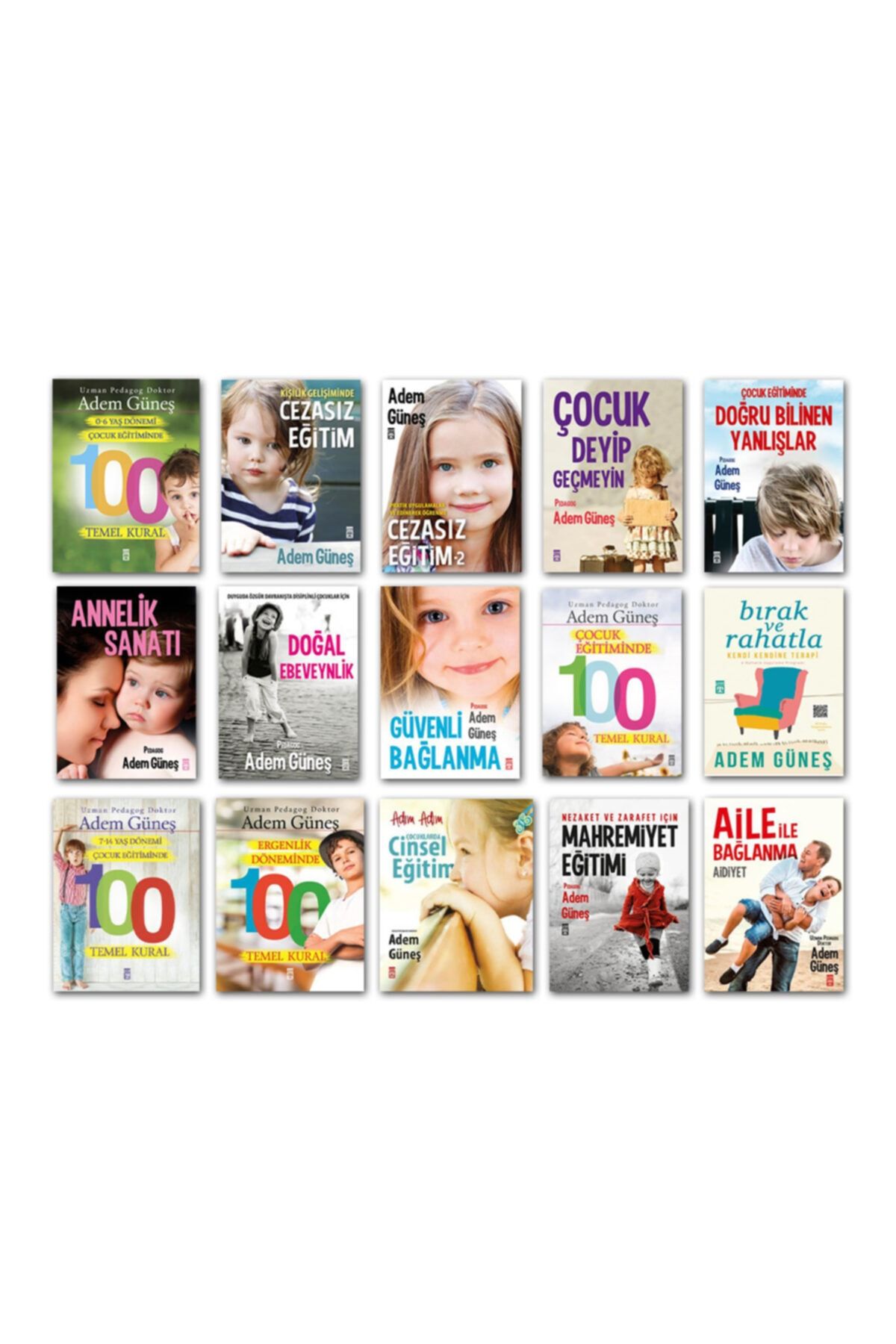 Timaş Yayınları Pedagog Adem Güneş Set 15 Kitap Çocukluk - Ergenlik Eğitimi 100 Temel Kural - Timaş