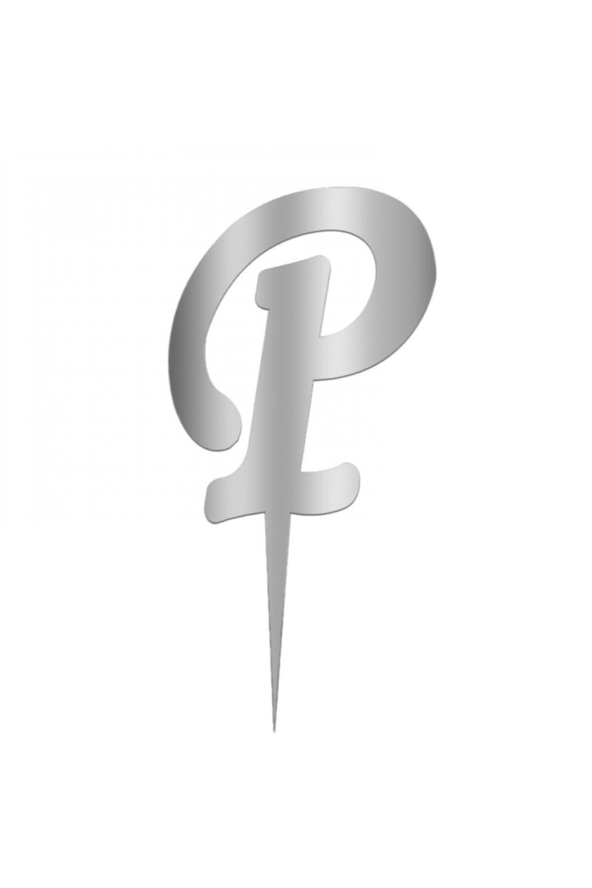 Parti Station P Harfi Pasta Üstü Pleksi Gümüş 7 Cm