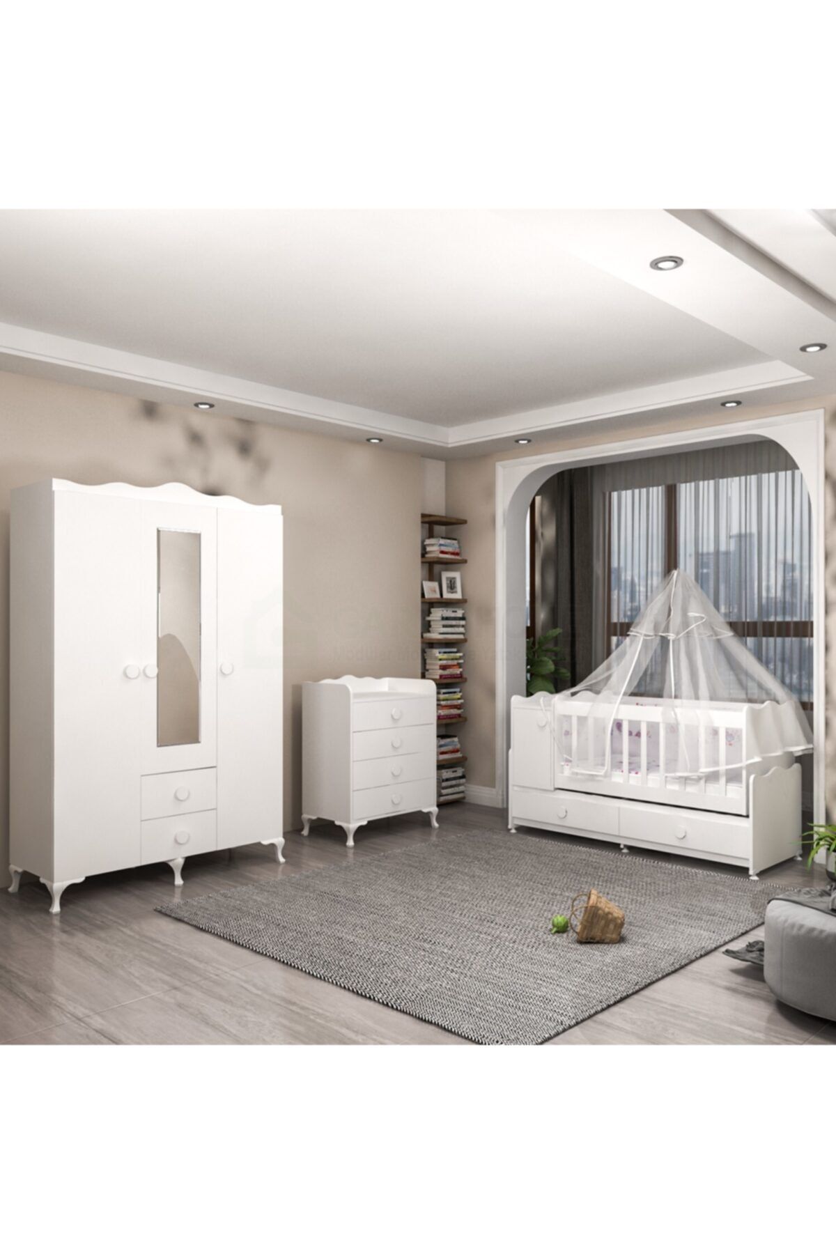 Garaj Home Pırlanta Bebek Odası Takımı - Yatak Ve Uyku Seti Kombinli- Uykuseti Krem