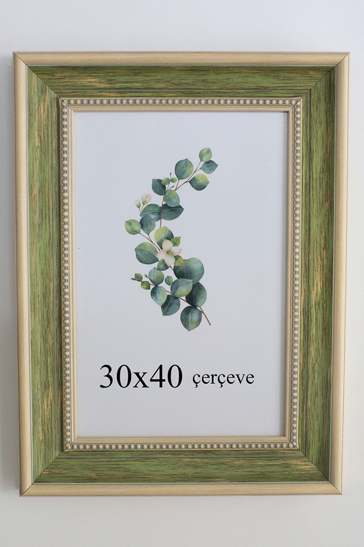 oversstore Dekoratif 30x40 Marina Çerçeve Yeşil Krem