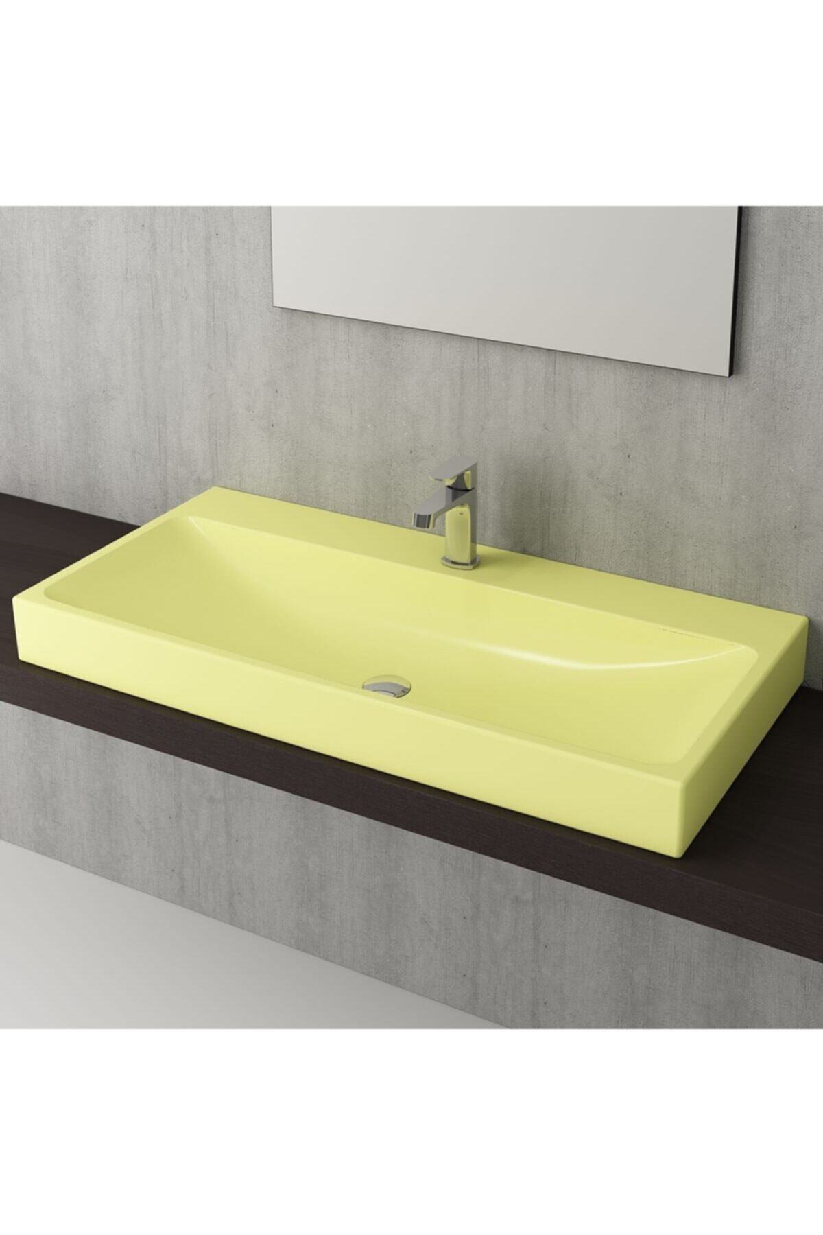 Bocchi 1079-026-0326 Scala Tezgah Üstü Lavabo 100 Cm - Mat Limon Sarı
