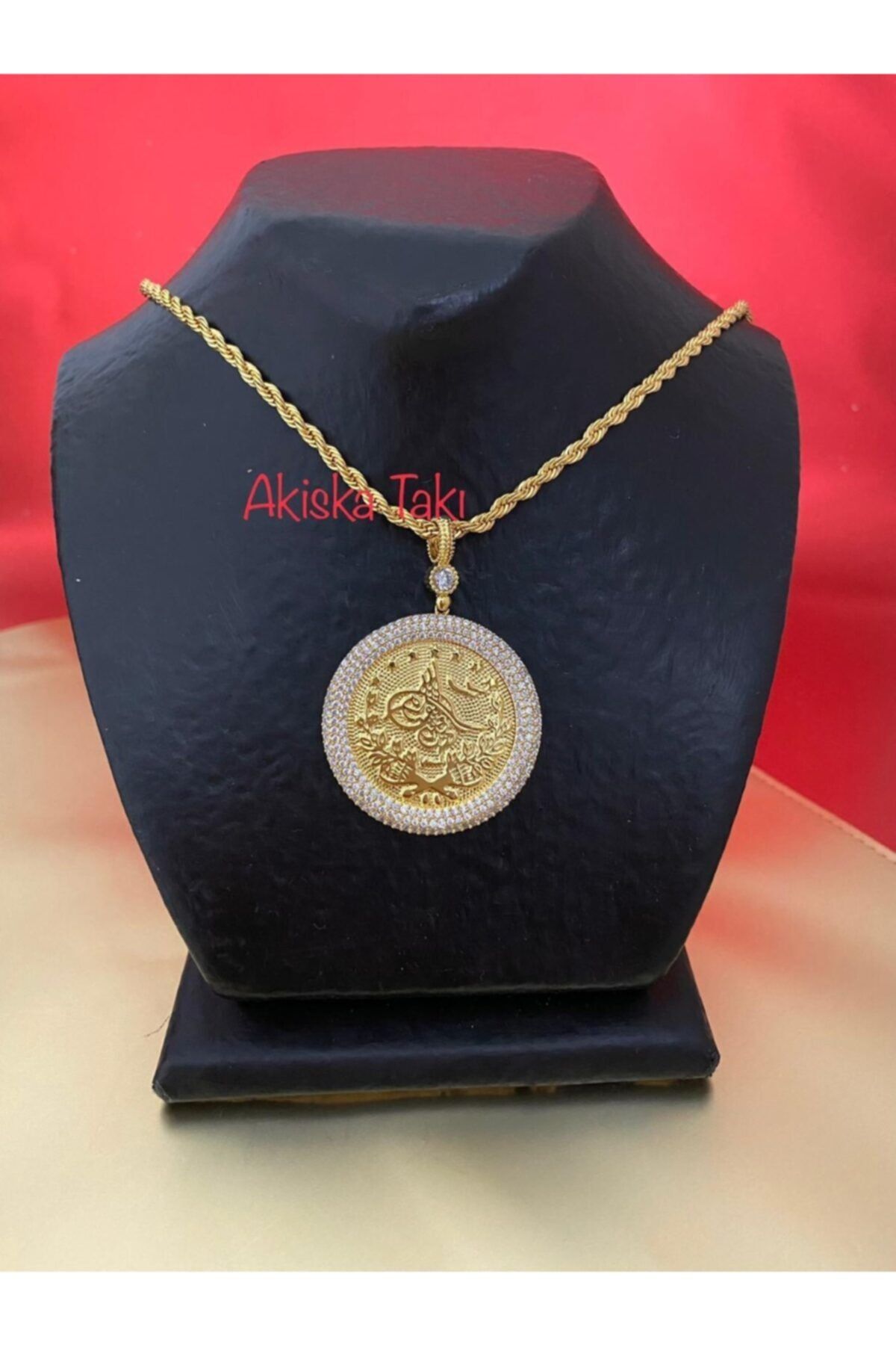 akiska Takı Kozmetik 22 Ayar Altın Kaplama Imitasyon (gerçeğini Aratmaz)halat Zincirli Kolye
