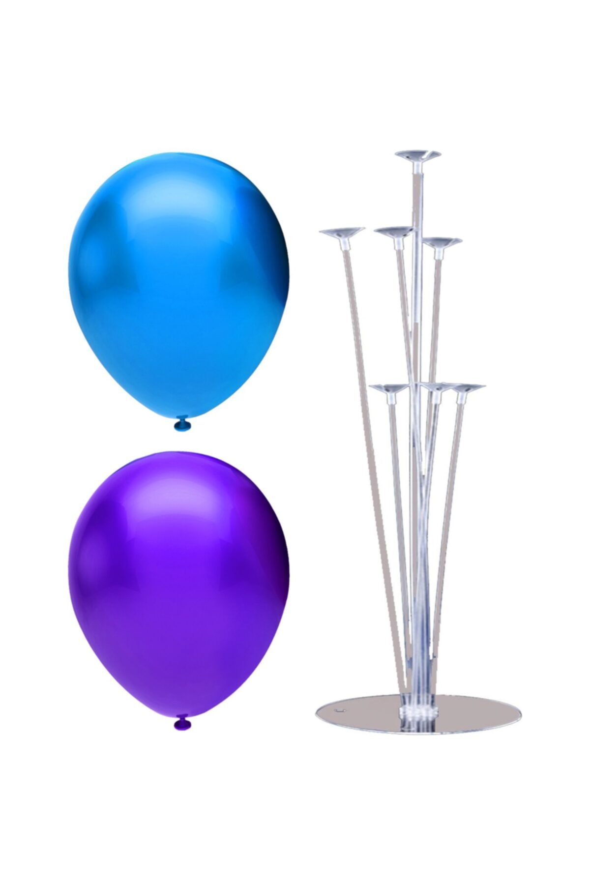partisüs Metalik Balon 100 Adet Ve 7 Çubuklu Balon Standı Seti, 2 Renk