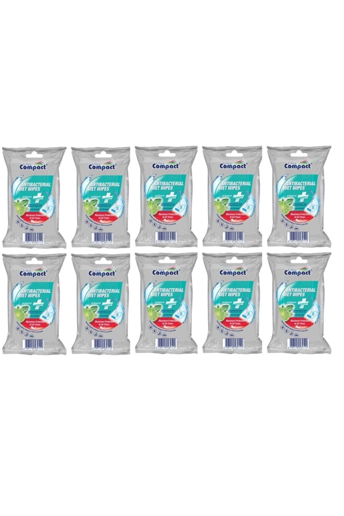 Ultra Compact Antibakteriyel Islak Havlu - Antibacterial Islak Mendil 15'li X 10 Paket