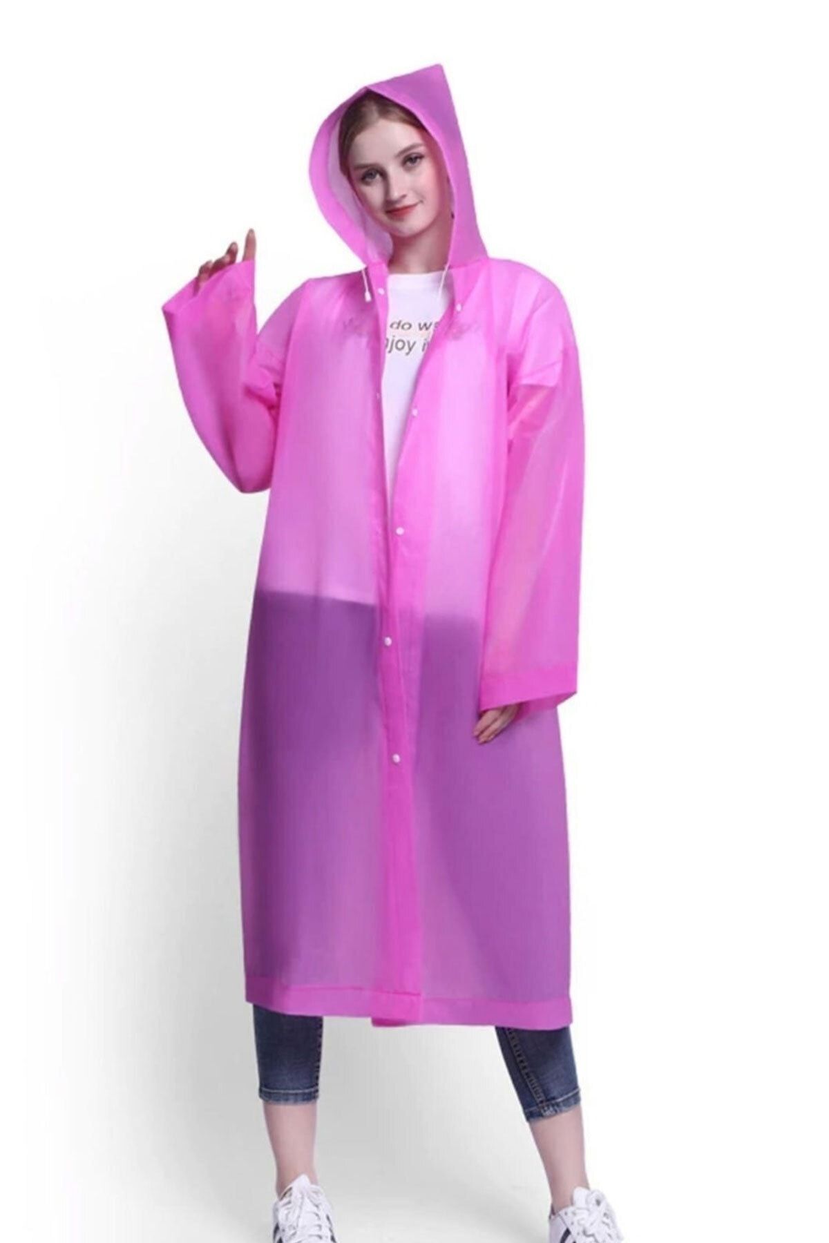 asmy Pembe Eva Yağmurluk  Unisex Outdoor Xl Beden