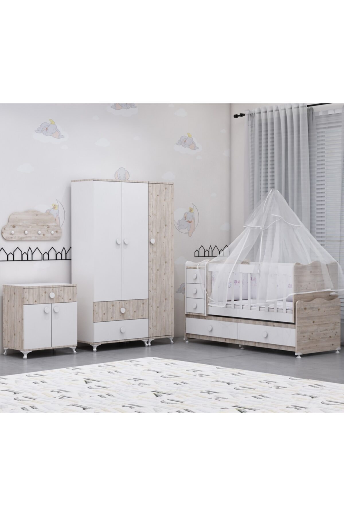Garaj Home Melina Damla Bebek Odası Takımı Yatak Ve Uyku Seti Kombinlikrem