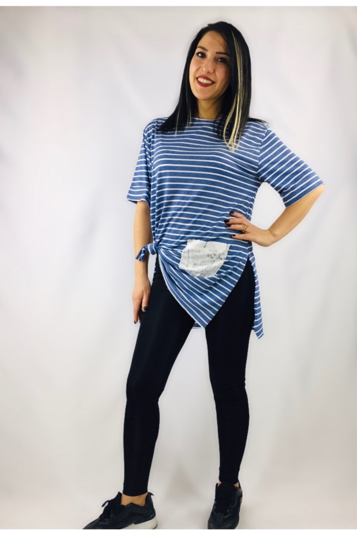 Entari butik Kadın Lacivert Kısa Kollu T-Shirt