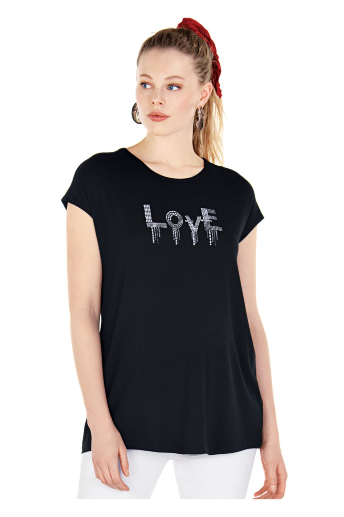 Ebru Maternity Kadın Siyah Hamile  T-Shirt 4664 -