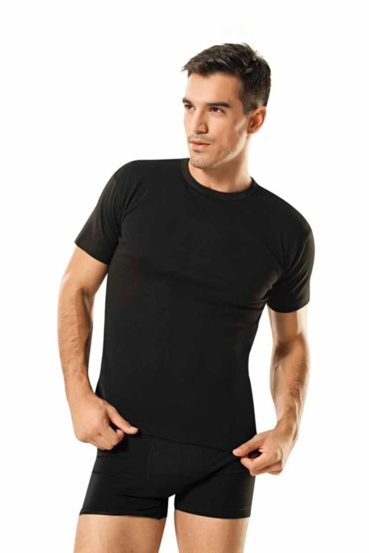 Namaldı Erkek Ribana O Yaka Fanila Siyah