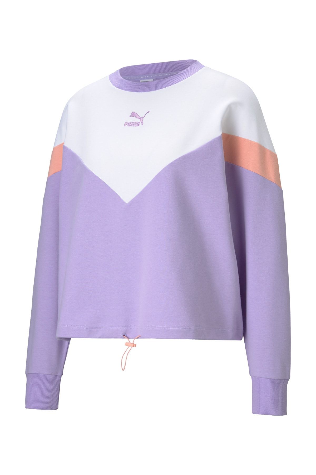 Puma Kadın Spor Sweatshirt - Iconic MCS Cropped Crew Light Lavender - 59965416