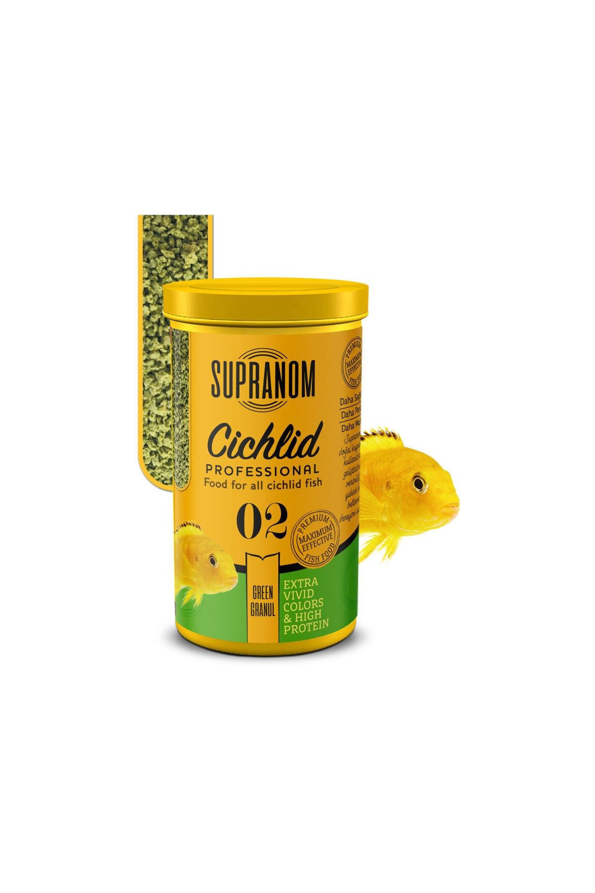 Supranom Cichlid Balık Yemi Green Granul 250ml (02)