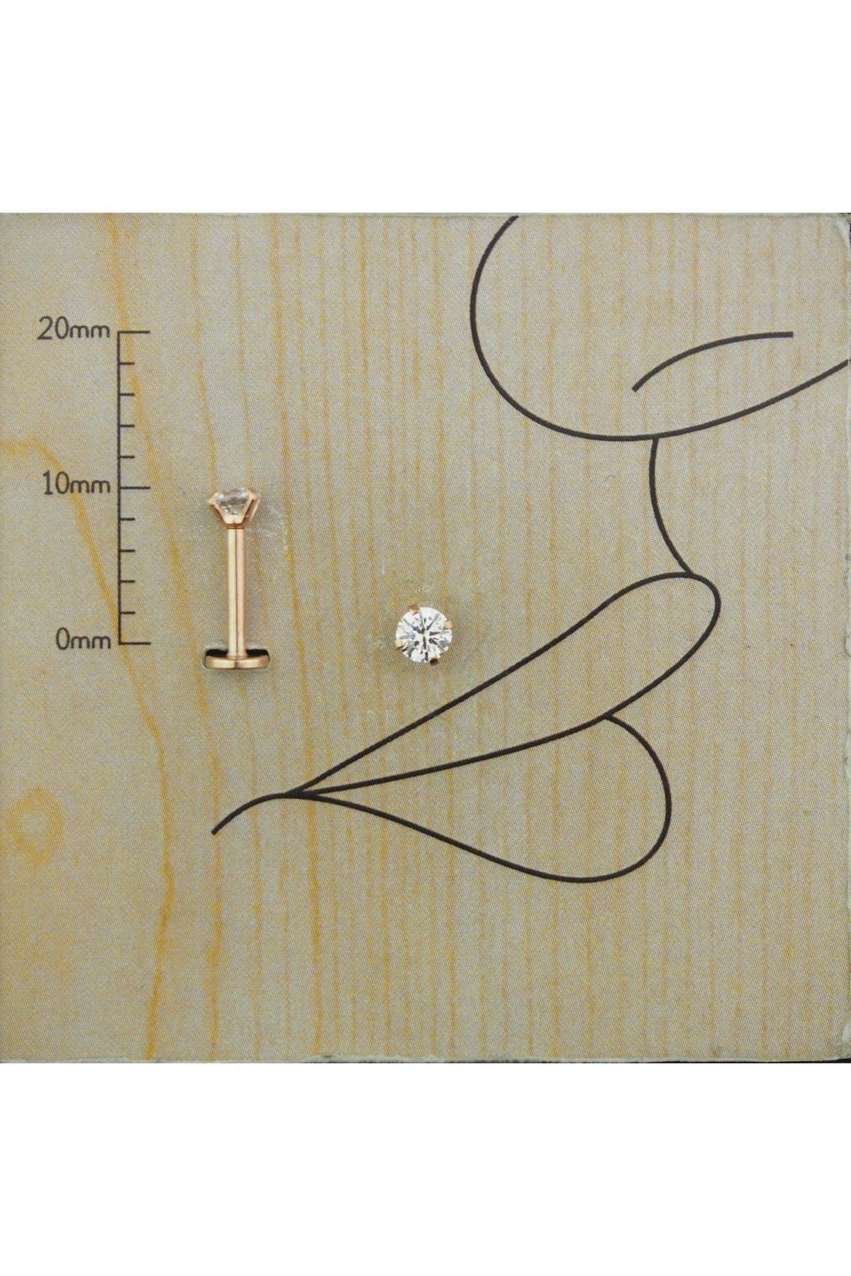 Abuksubukşeyler Cerrahi Çelik Zirkon Taşlı Dudak Piercing 3,5 Mm