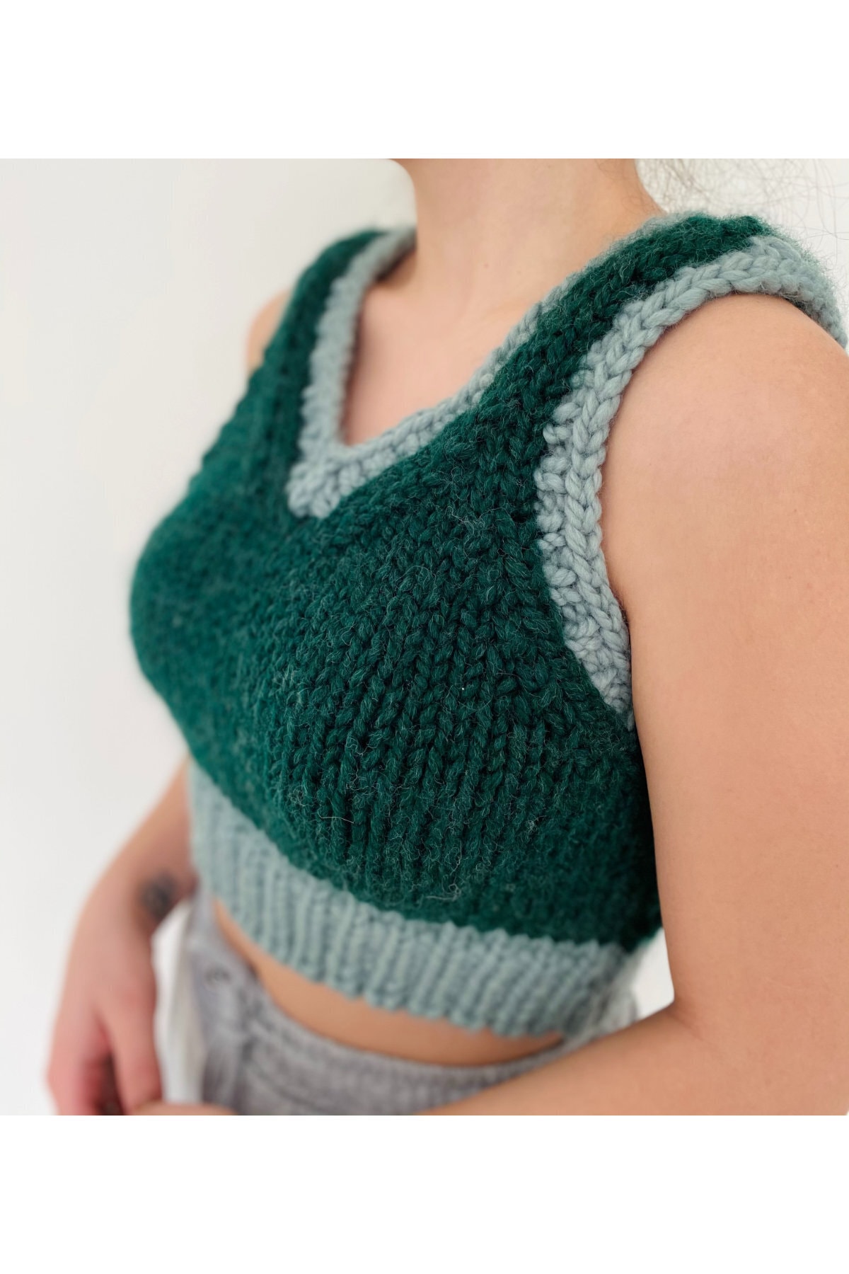 Piecears Kadın Iki Renkli El Örgüsü Süveter