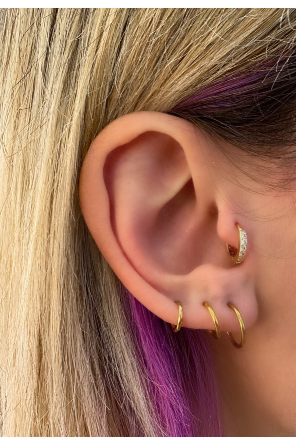 Markiz Takı 316l Cerrahi Çelik Gold Taşlı Tragus Piercing