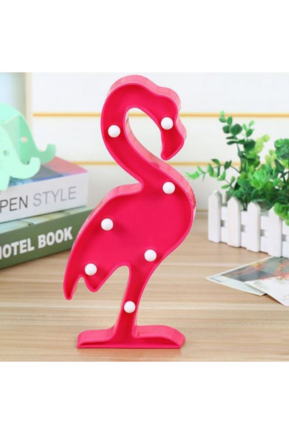 ema Pembe Flamingo Ledli Pilli Dekoratif Masa Duvar Ve Gece Lambası