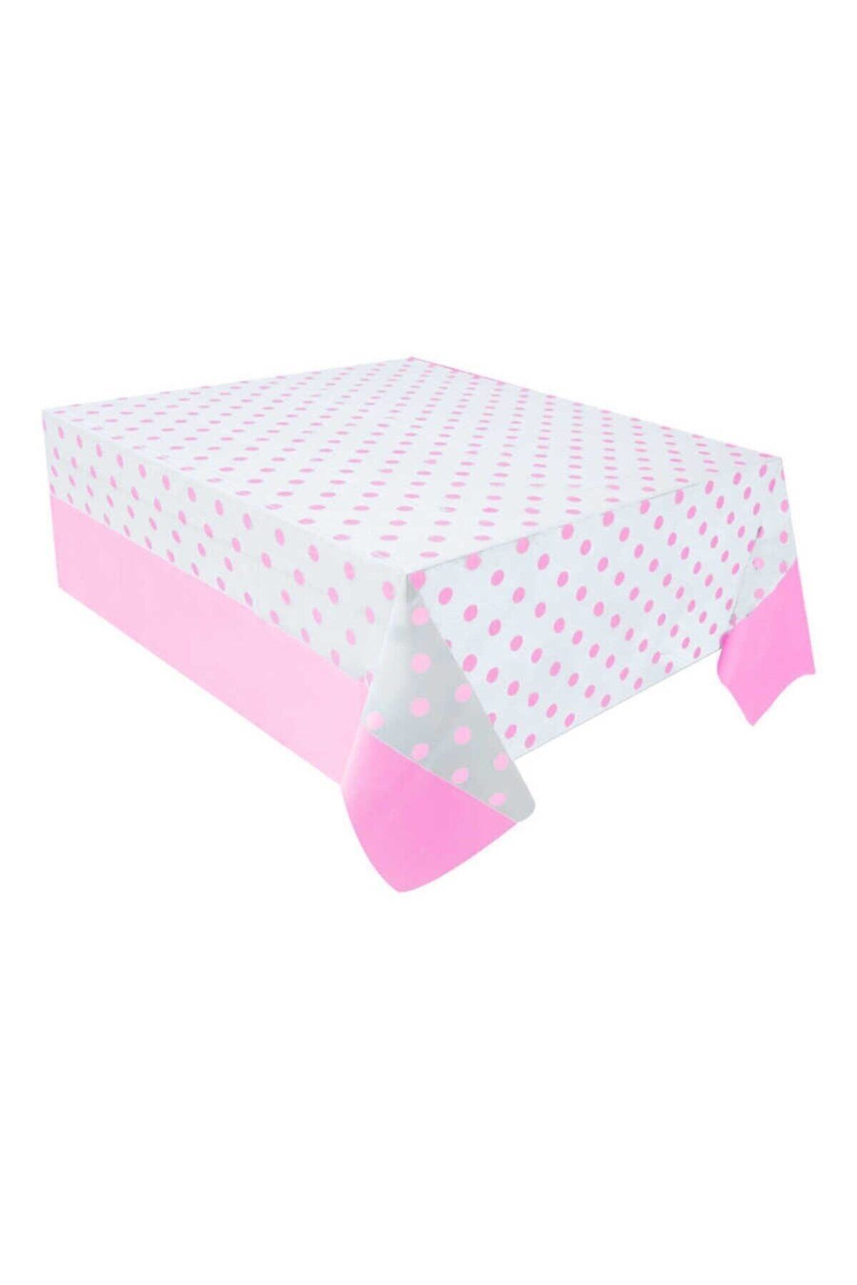 KBK MARKET Pembe Puantiyeli Plastik Masa Örtüsü 137x182 Cm