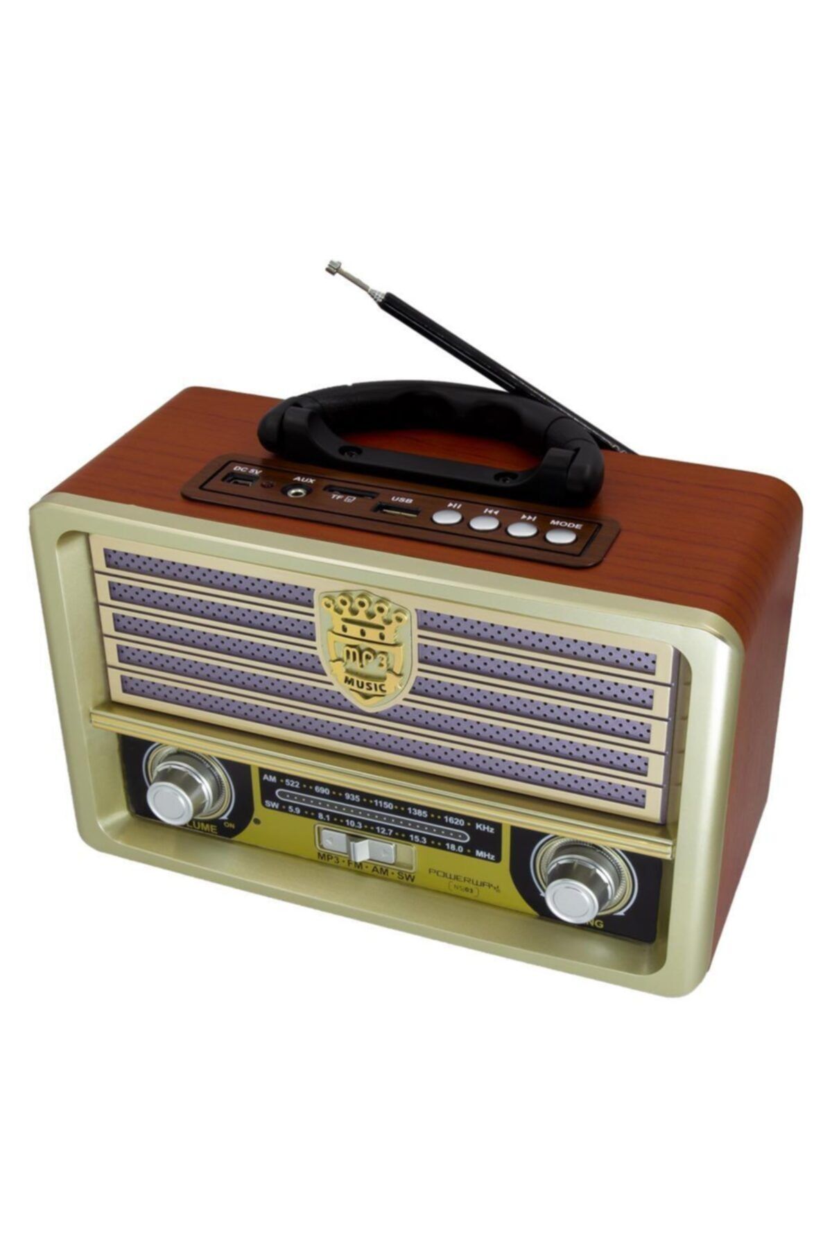 POWERWAY Nsj03 Nostalji Radyo Bluetooth Şarjlı Nostaljik Usb Sd Açık Ahşap