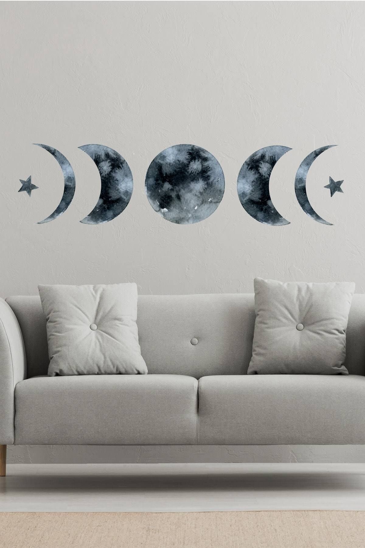 KT Decor Ay Döngüsü Moon Circle Duvar Sticker Seti
