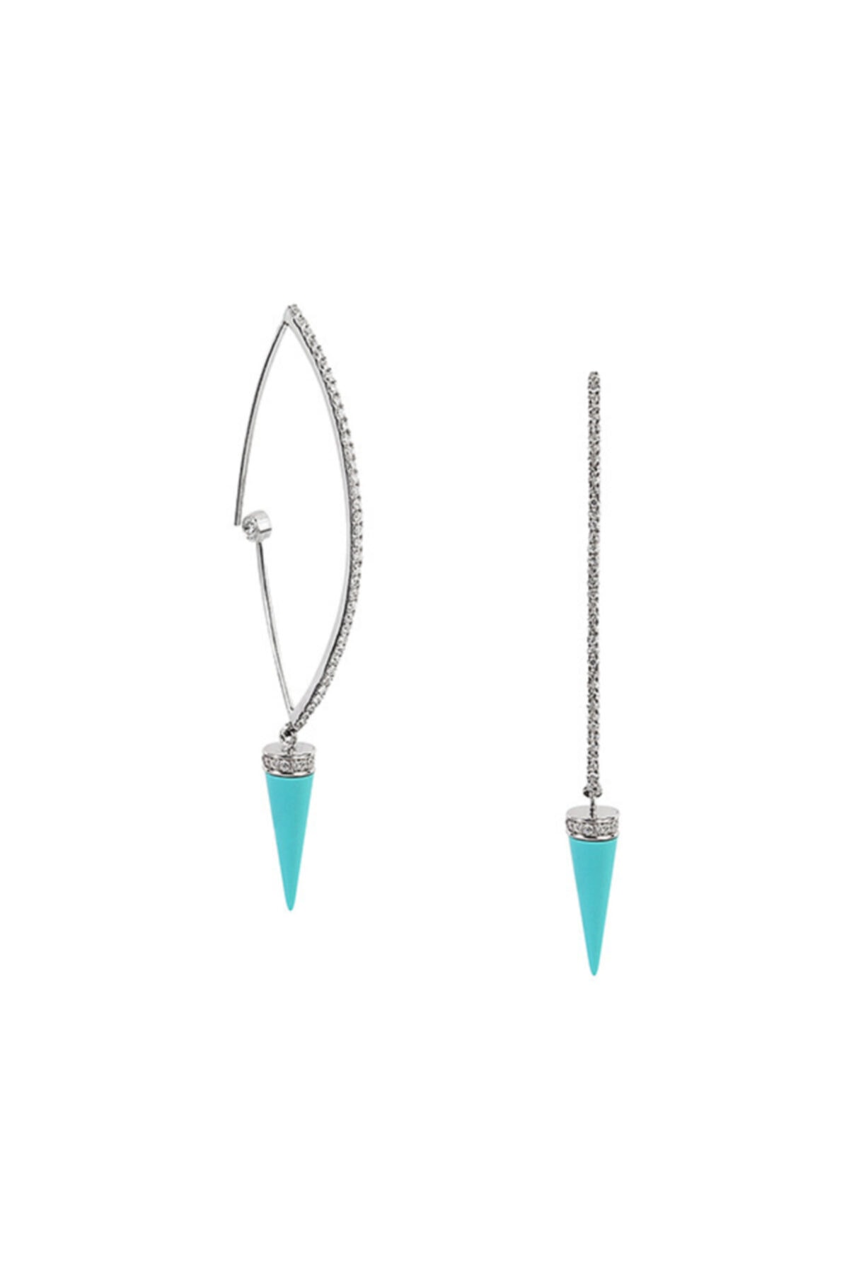 Clavis Jewelry Firuze Taşlı Pırlanta Küpe (ckp0762)