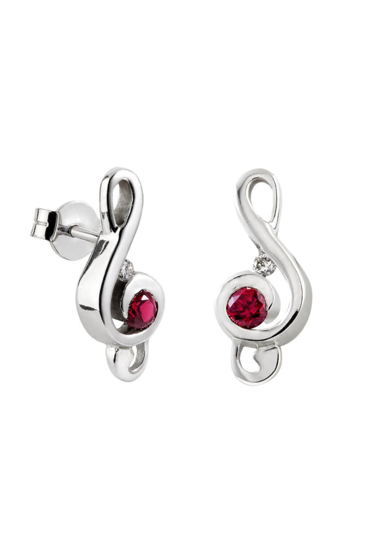 Clavis Jewelry Sol Anahtarı Yakutlu Küpe (ckp0755)