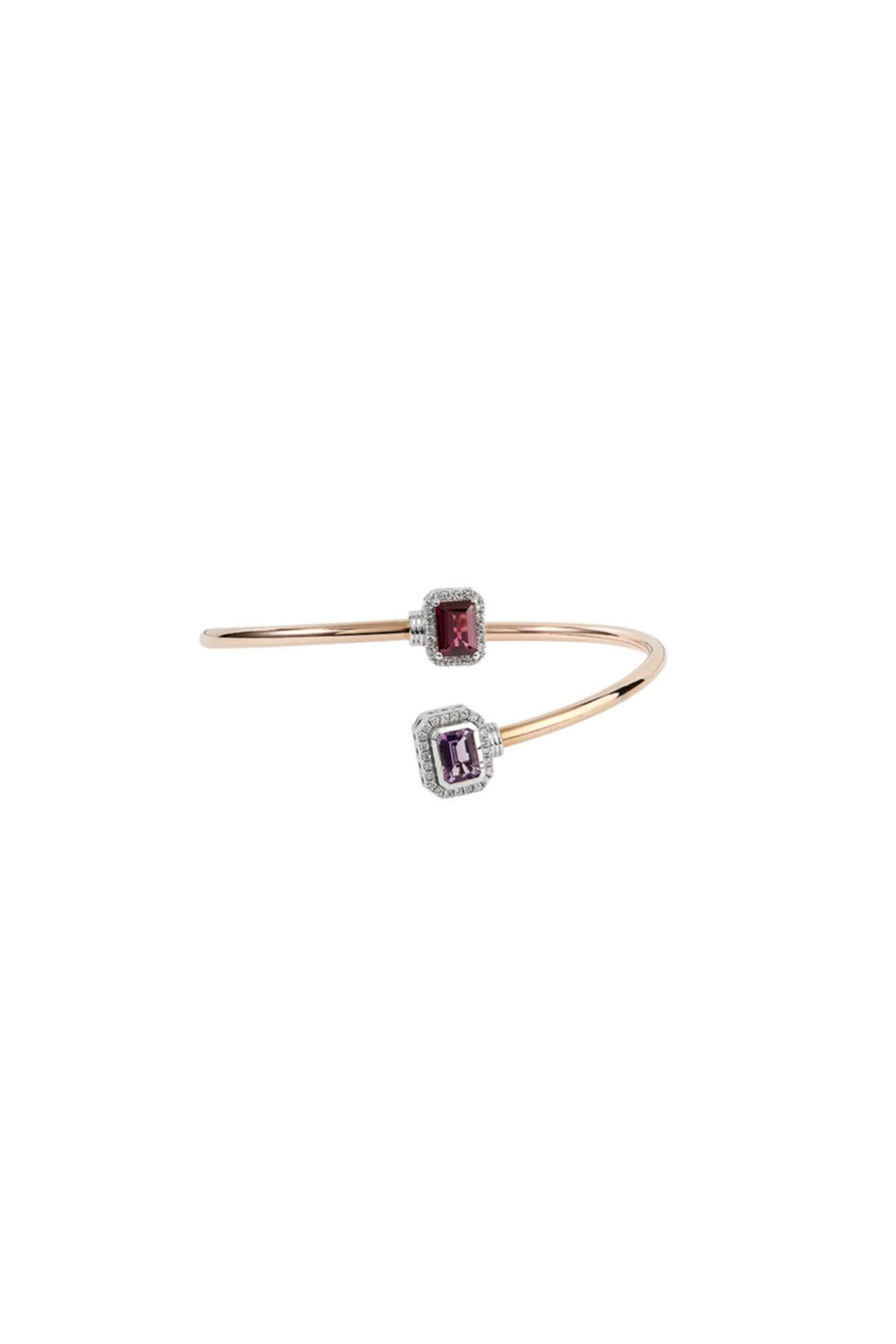 Clavis Jewelry Garned ve Ametist Taşlı Pırlanta Bileklik (blz0919)