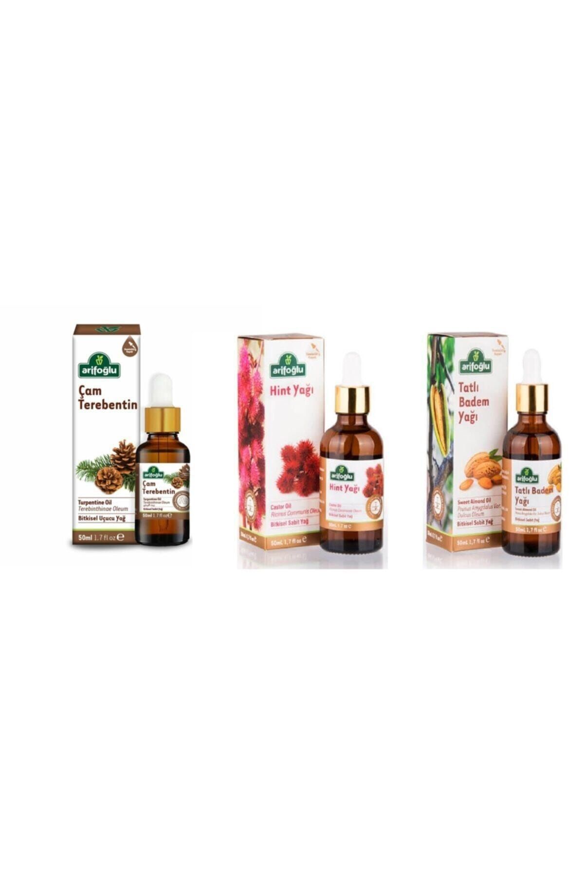 Arifoğlu Tatlı Badem Yağı Çam Terebentin Yağı Hint Yağı 3x50 ml