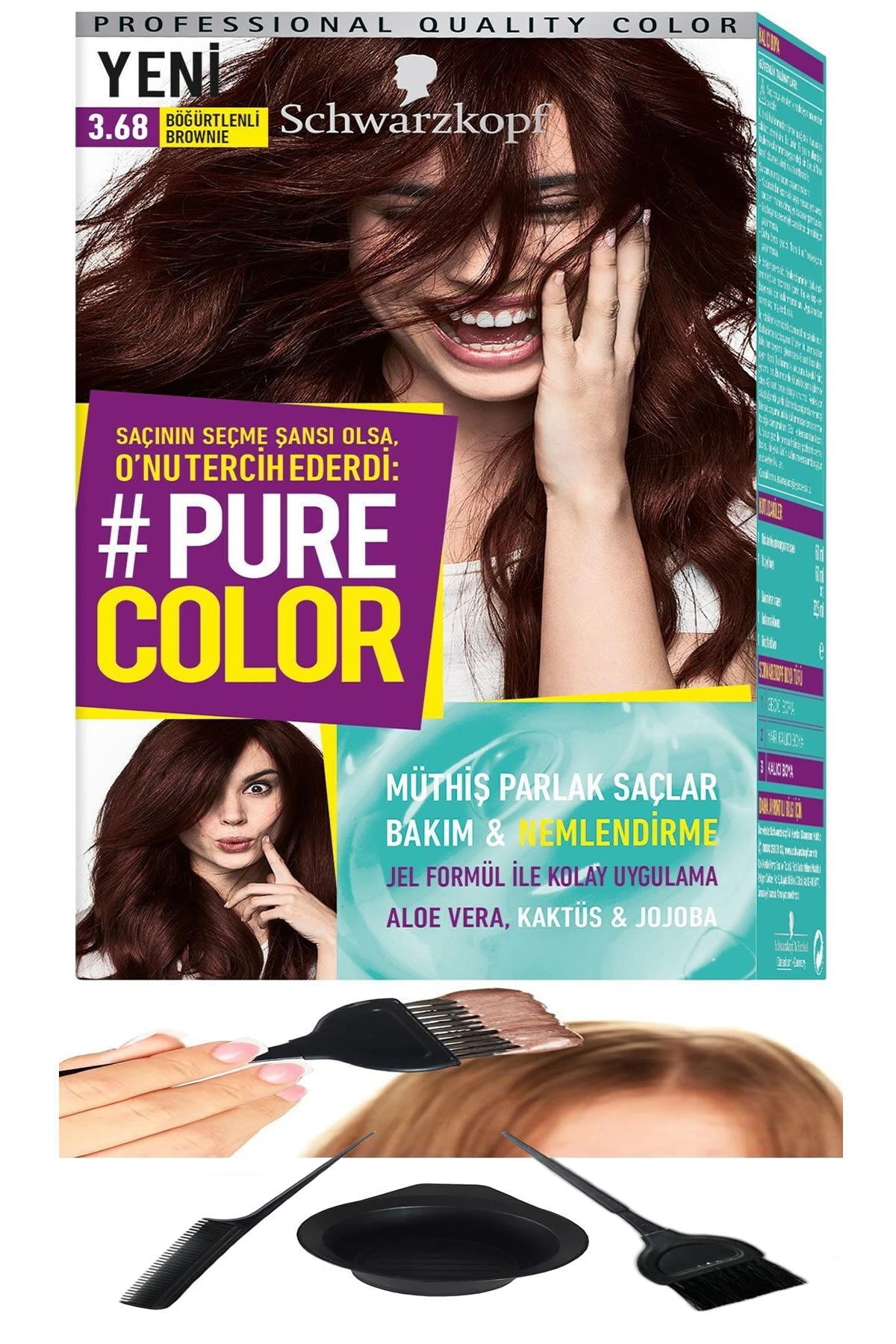 pure color jel sac boyasi 3 68 bogurtlenli brownie boyama seti boya kabi firca tarak fiyati yorumlari trendyol