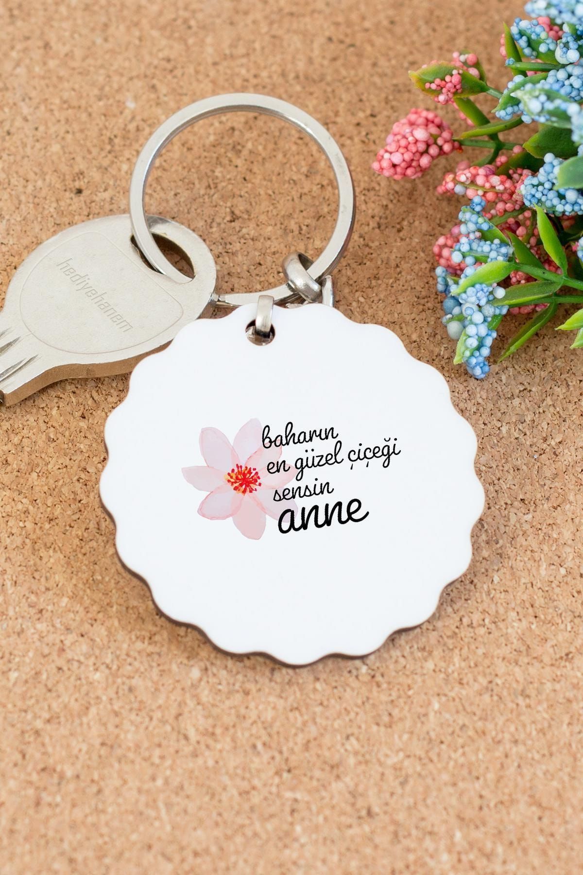 meadgo Baharın En Güzel Çiçeği Sensin Anne Yuvarlak Anahtarlık