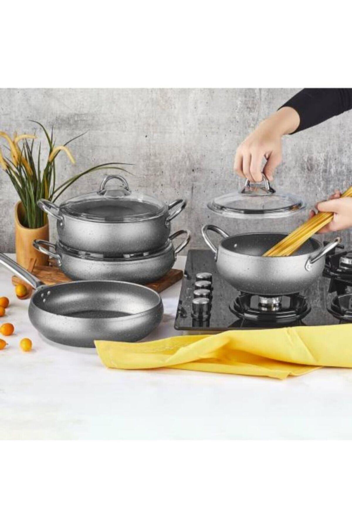 Kahramanlar D4360 Titanyum Modus 7 Parça Granit Tencere Seti