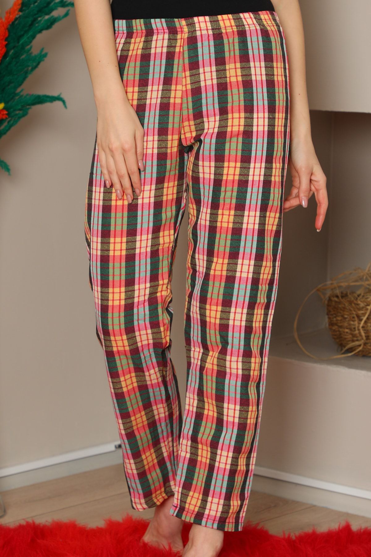 Muhtelif Kadın Turuncu Retouch Tek Alt Pijama