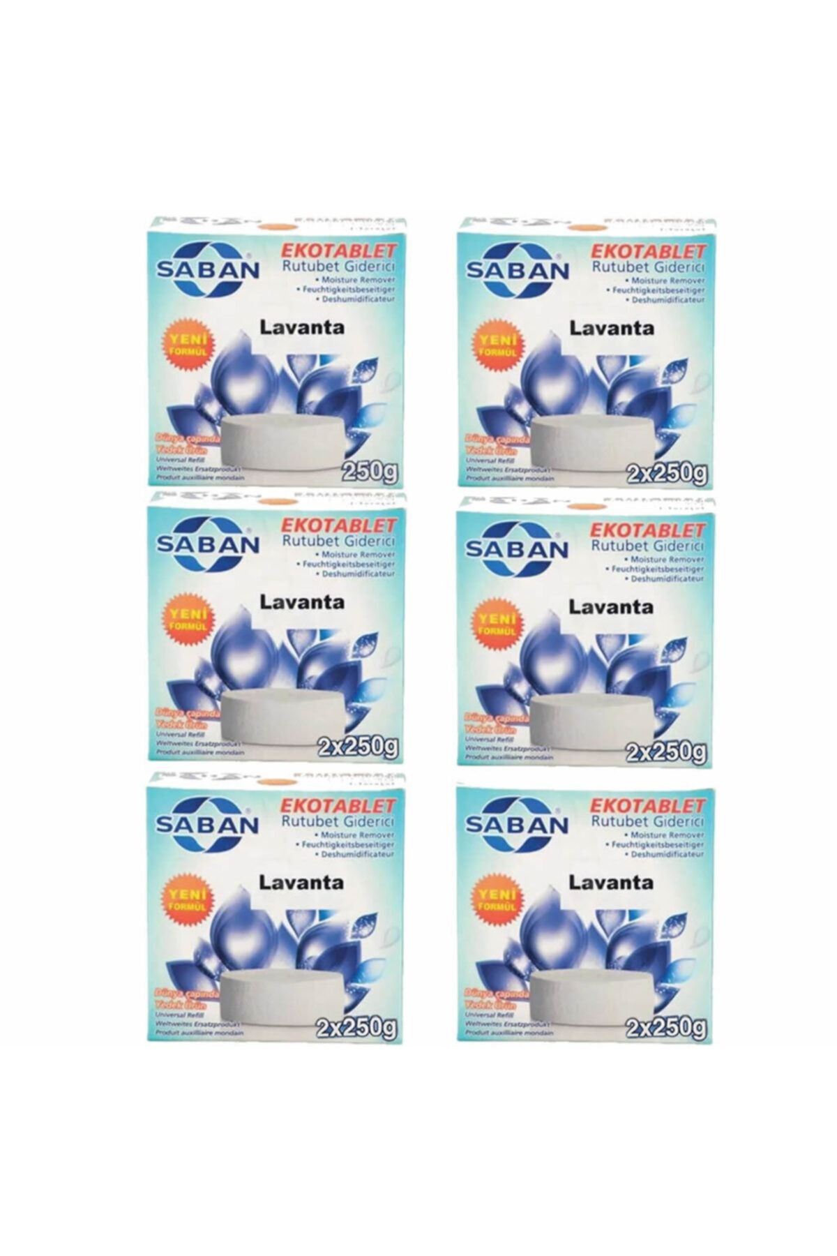 Saban Nem Alıcı Rutubet Giderici Yedek Tablet 6'lı 2 X 250 Gram Lavanta