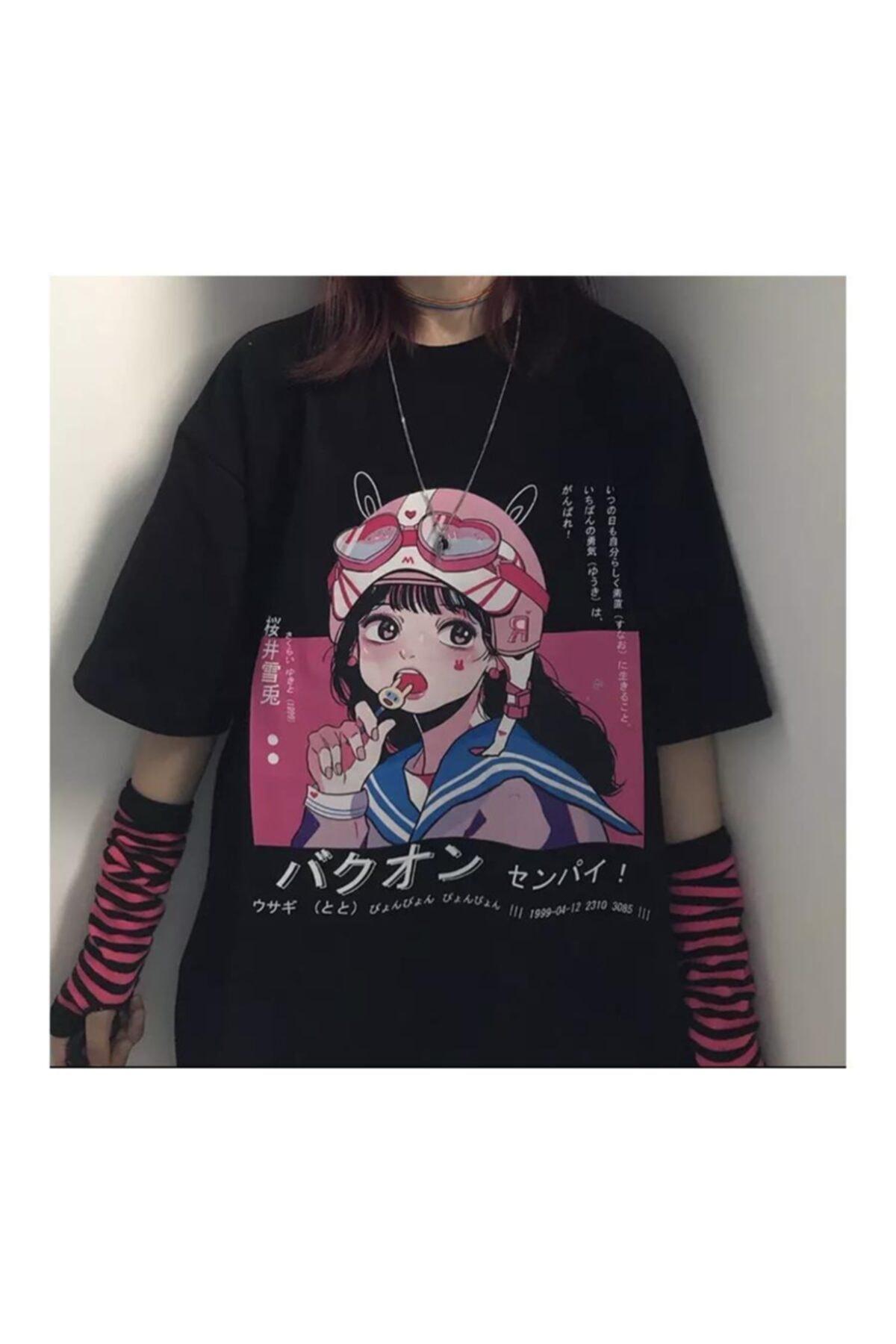 Köstebek Touz Anime Lolipop Girl Siyah Unisex Normal Kalıp T-shirt