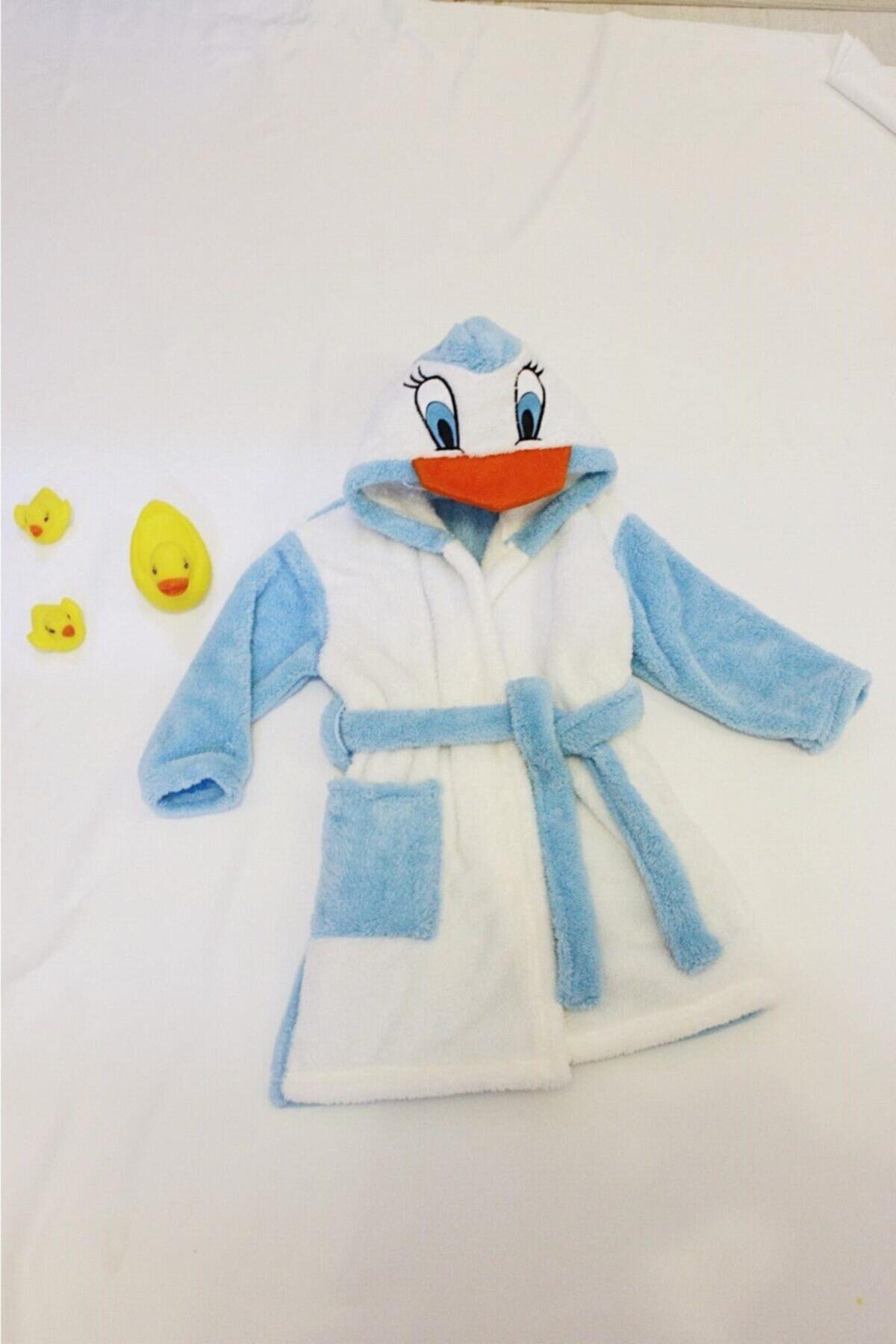 Bebesev Baby Unisex Çocuk Ördek Temalı Bornoz Seti