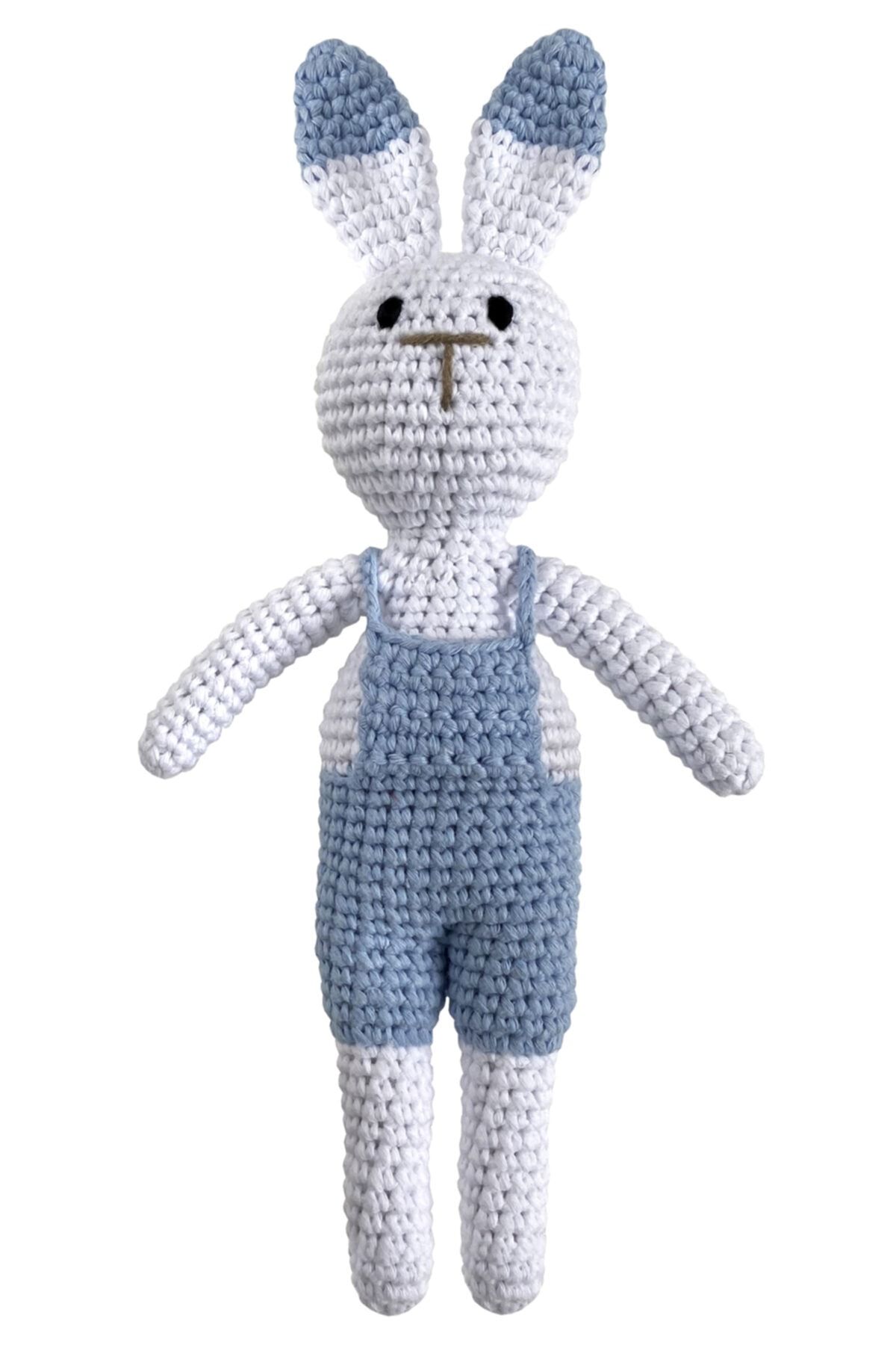 flamintoy Uyku Arkadaşı Mavi Tavşan Amigurumi Organik Doğal Oyuncak Bebek