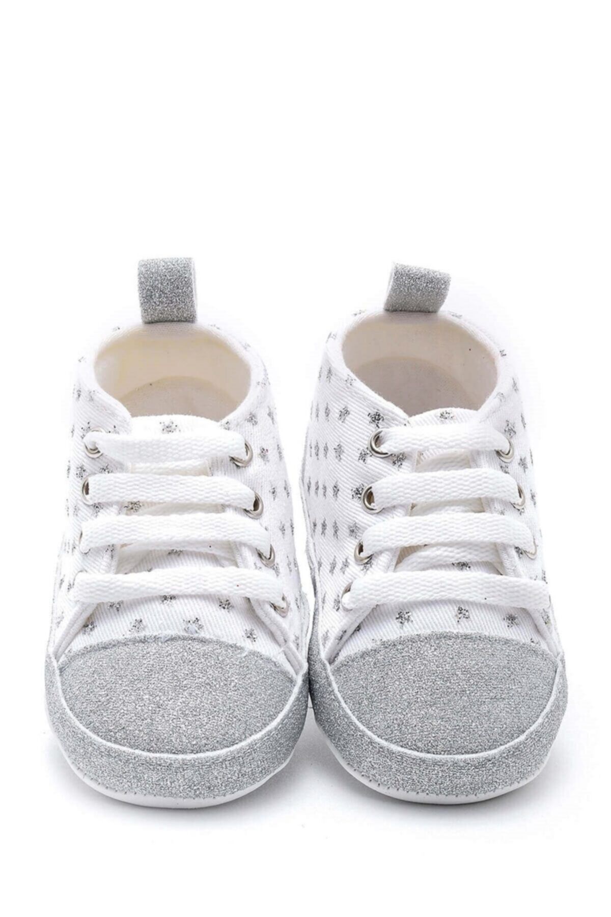 RENA BEBEK Unisex Bebek Gri First Step Simli Yıldızlı Patik