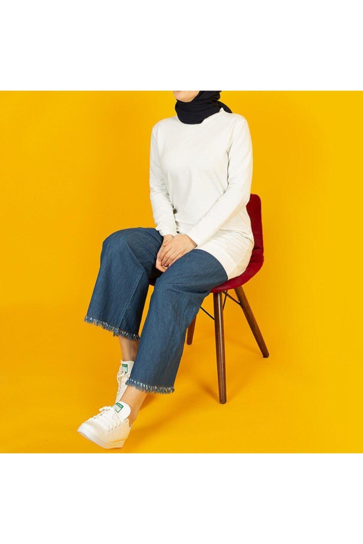 sinanurmoda Paçasi Püsküllü Kot Pantolon Yazlık