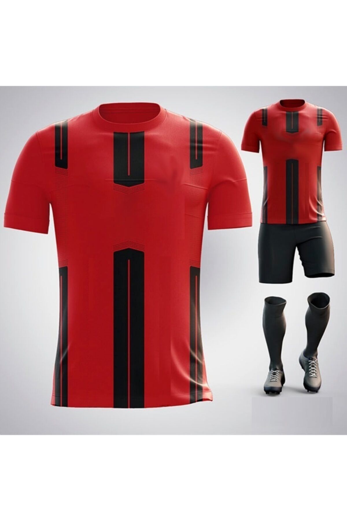 carver spor erkek kirmizi siyah milan dijital hali saha forma sort corap takim fiyati yorumlari trendyol