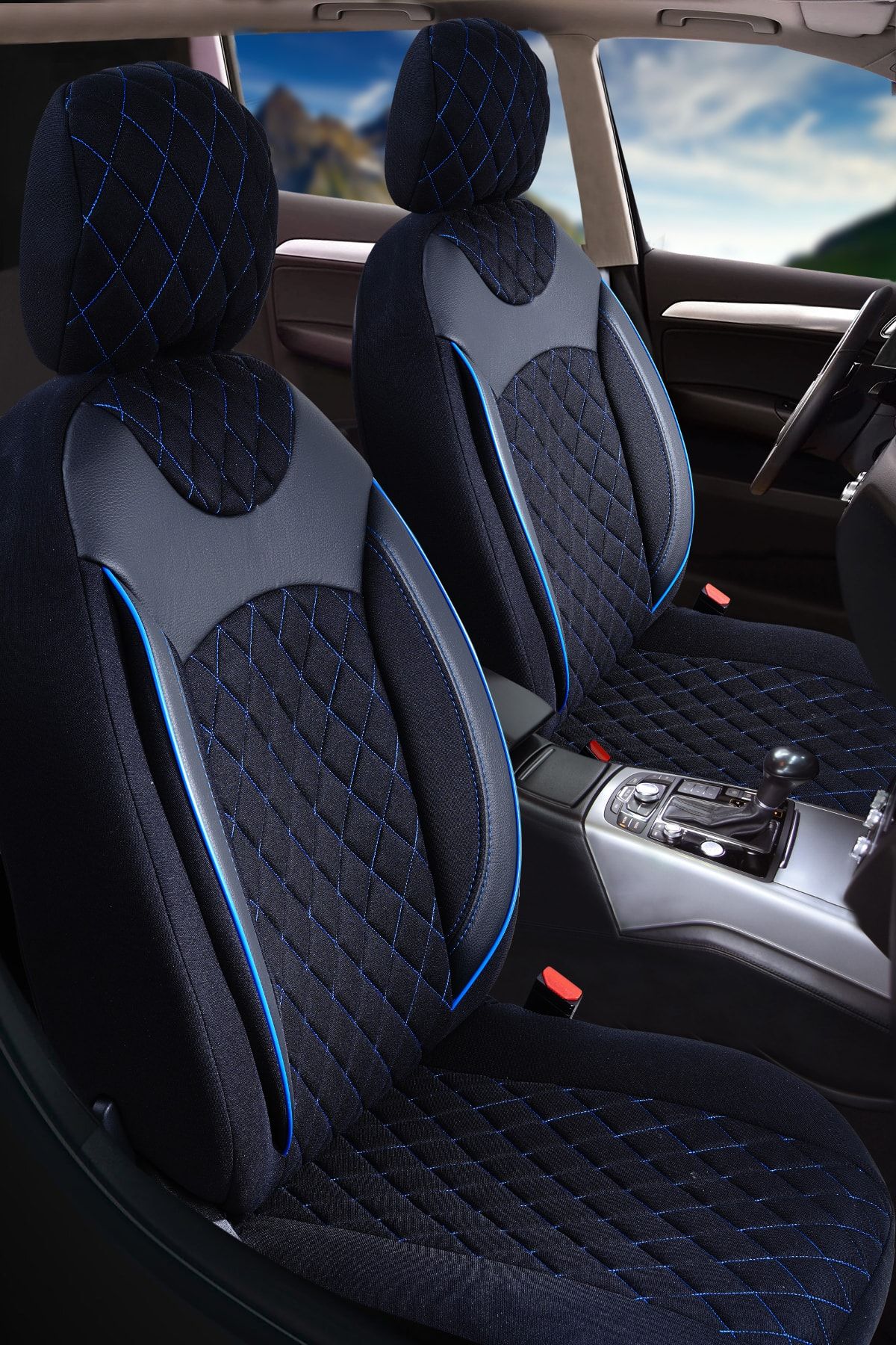 PlusOto Renault Zoe Compatible Anka Series Black-Blue Car Seat Cover Set of  5 - Trendyol