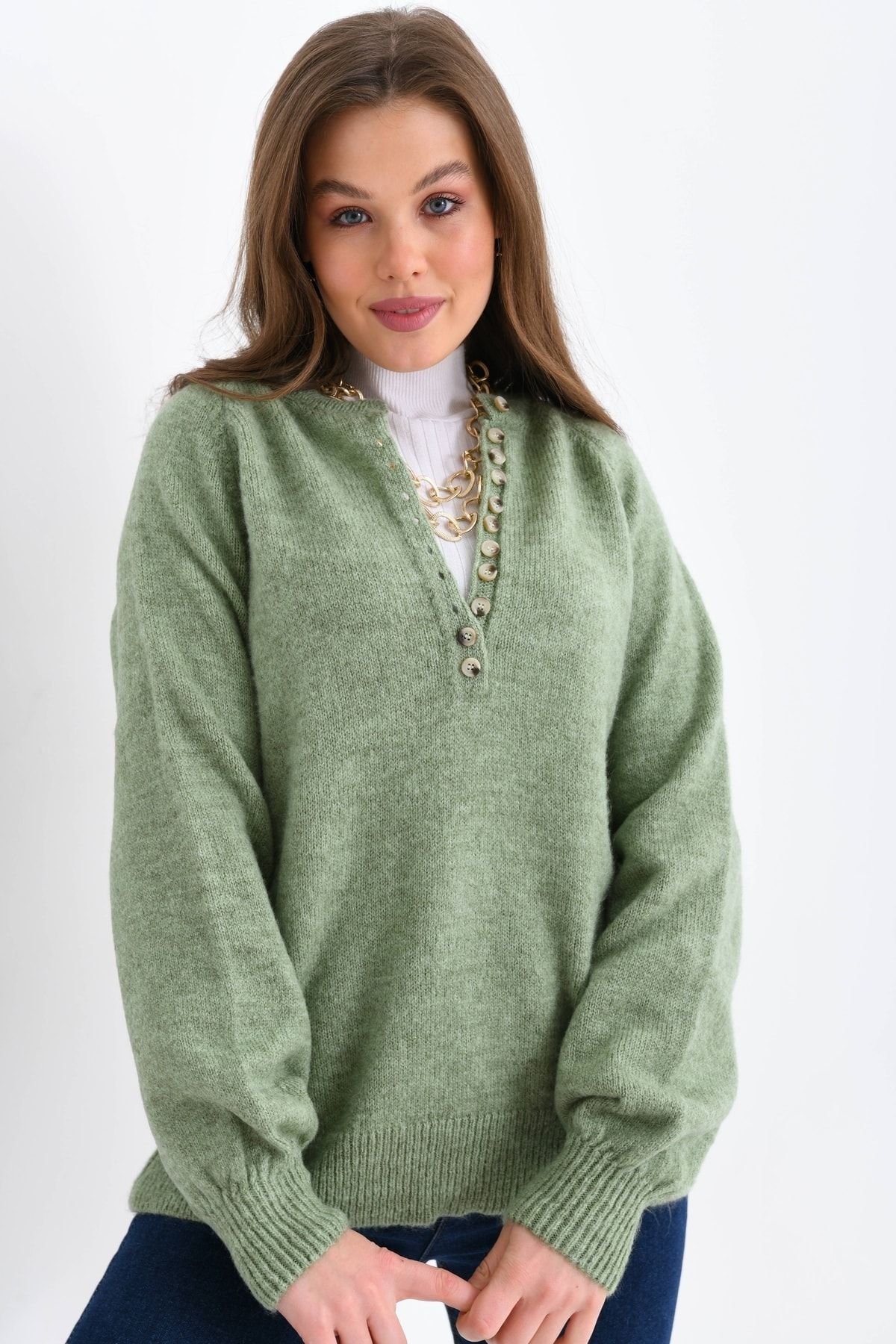 WomenZip Up Sweater Jakcet Lapel Knitted Sweatshirt Crop Sweater